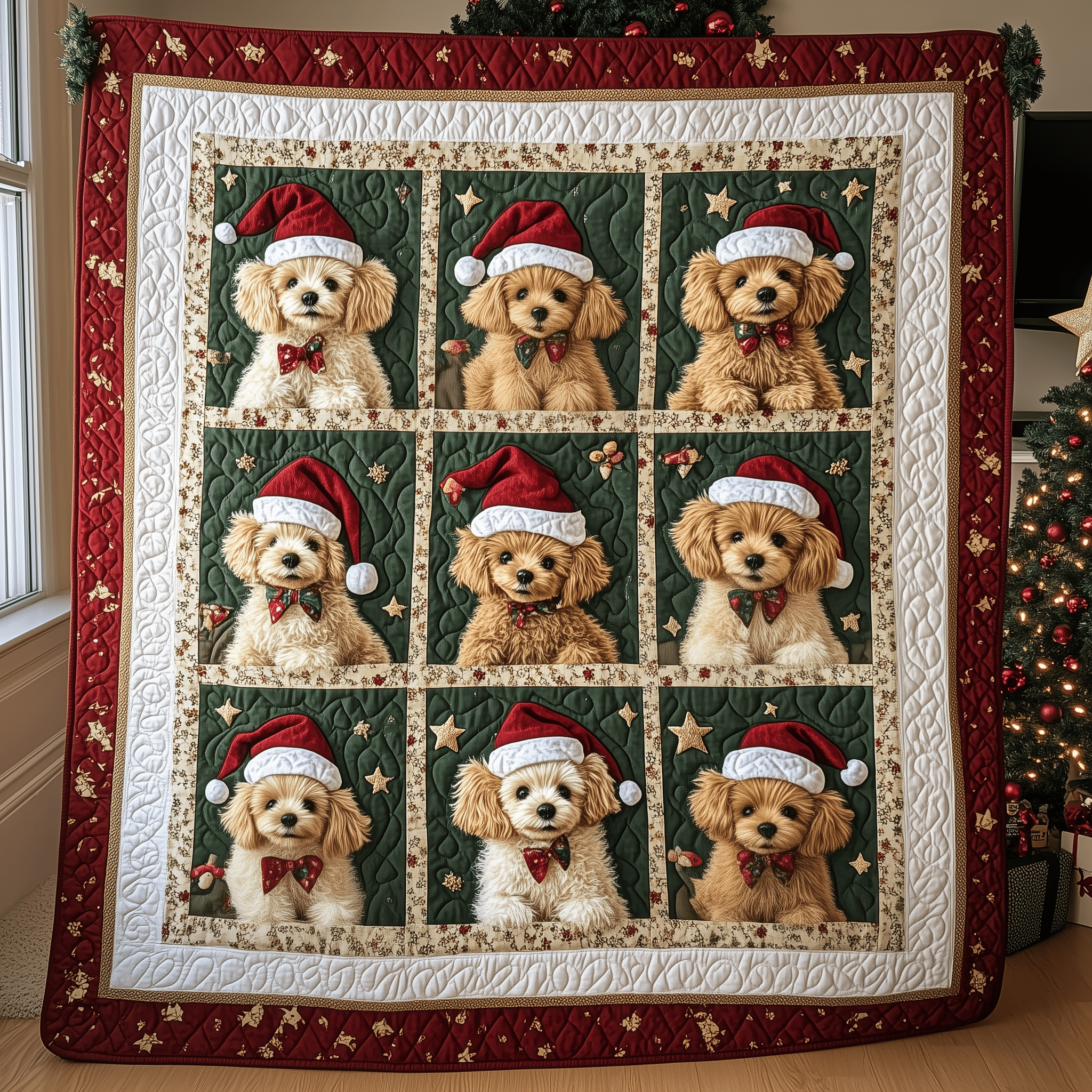 Christmas Poodle Quilted Blanket Create Warm Memories with Our Blanket for All Ages Christmas Poodle Quilted Blanket Create Warm Memories with Our Blanket for All Ages