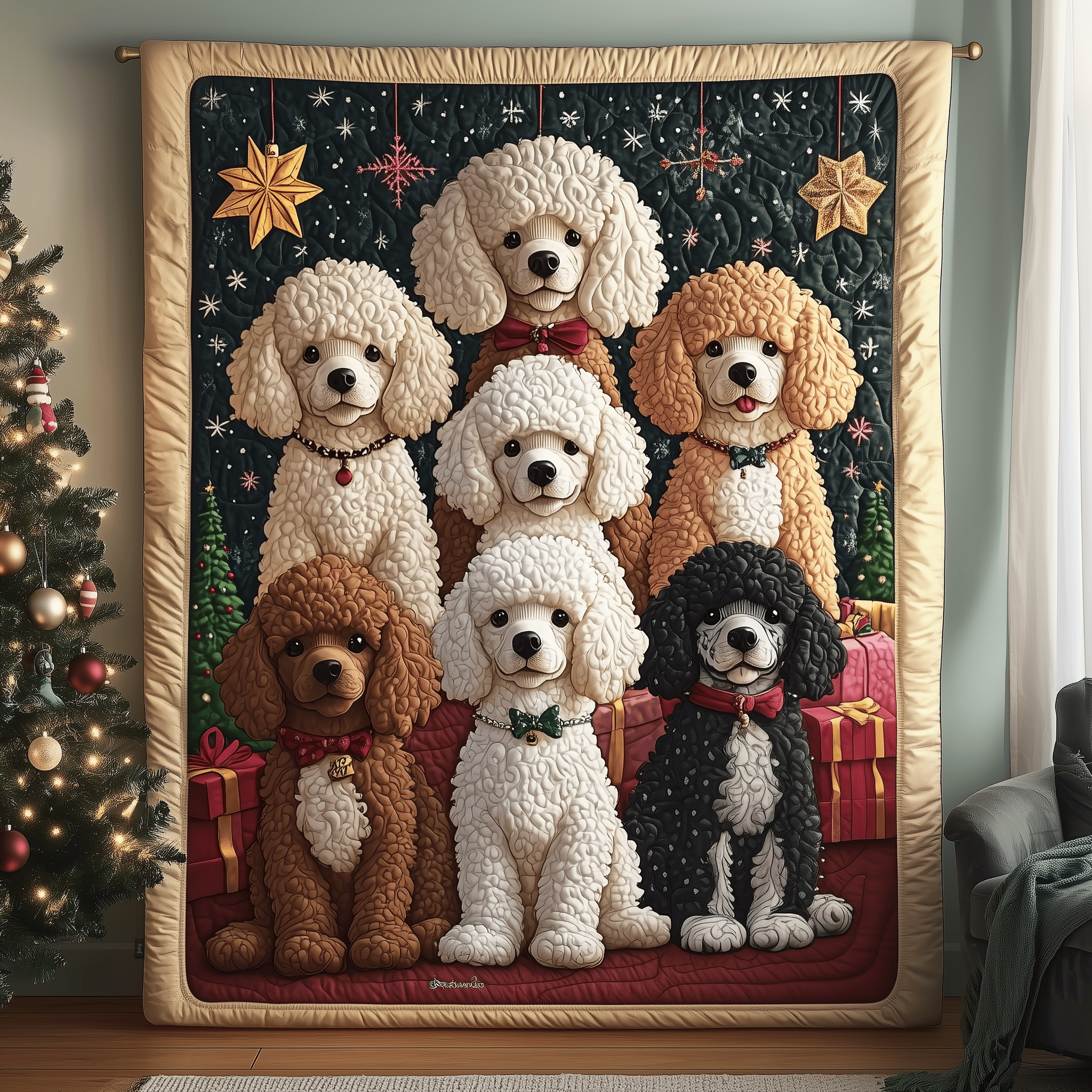 Christmas Poodle Quilted Blanket Feel the Heart of Home with a Blanket That Embraces All Christmas Poodle Quilted Blanket Feel the Heart of Home with a Blanket That Embraces All