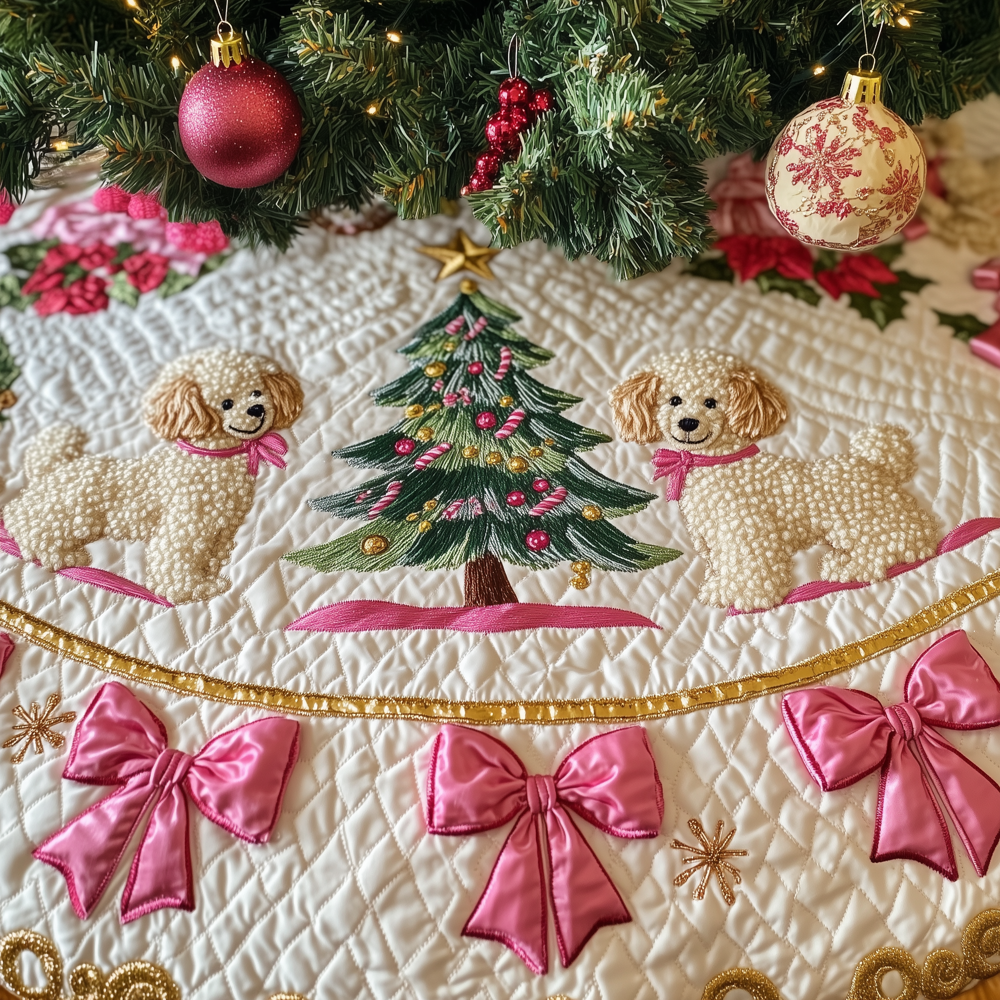 Christmas Poodle Quilted Tree Skirt Celebrate Stress-Free with a Tree Skirt That Works Christmas Poodle Quilted Tree Skirt Celebrate Stress-Free with a Tree Skirt That Works