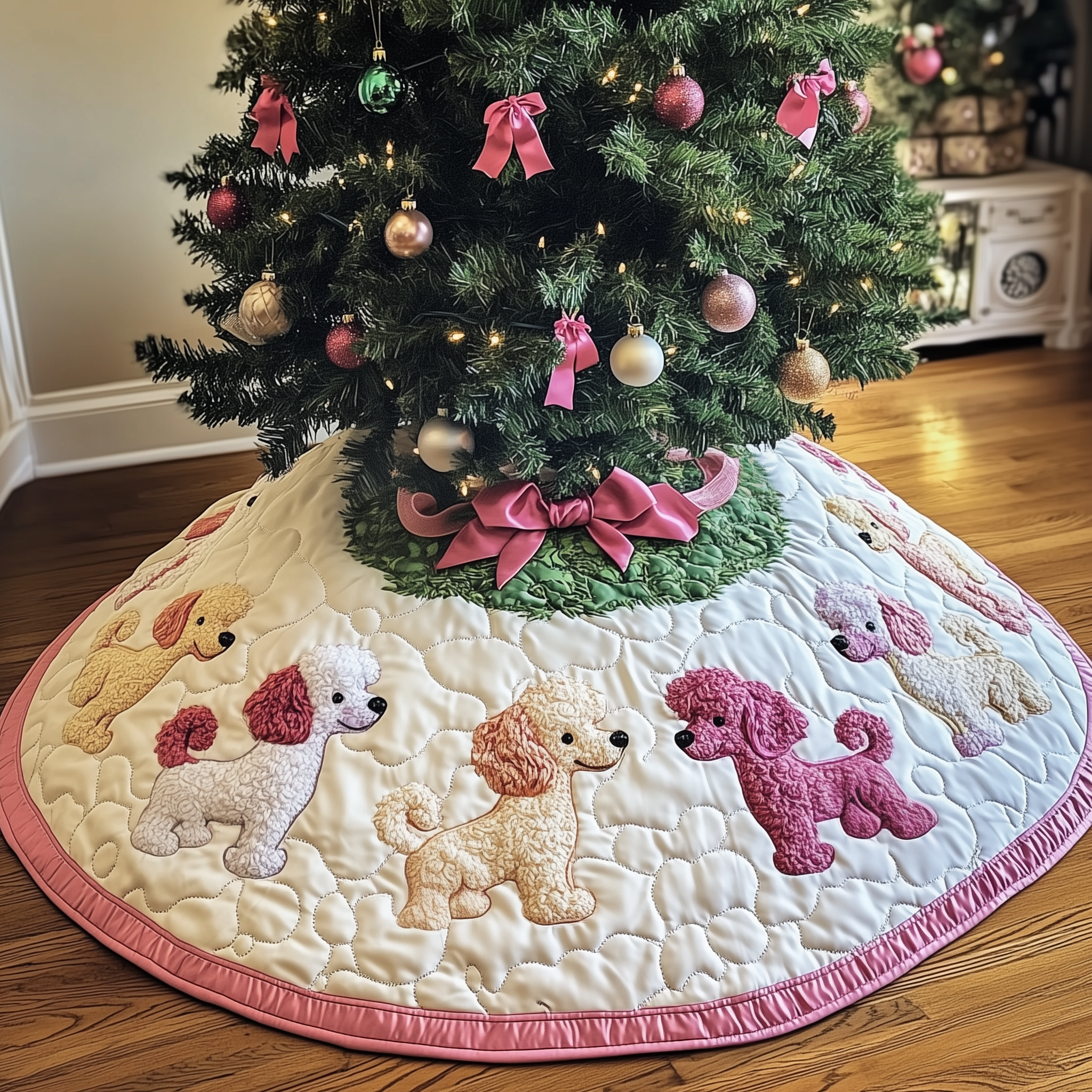 Christmas Poodle Quilted Tree Skirt Celebrate Your Way with a Chic and Functional Tree Skirt Christmas Poodle Quilted Tree Skirt Celebrate Your Way with a Chic and Functional Tree Skirt