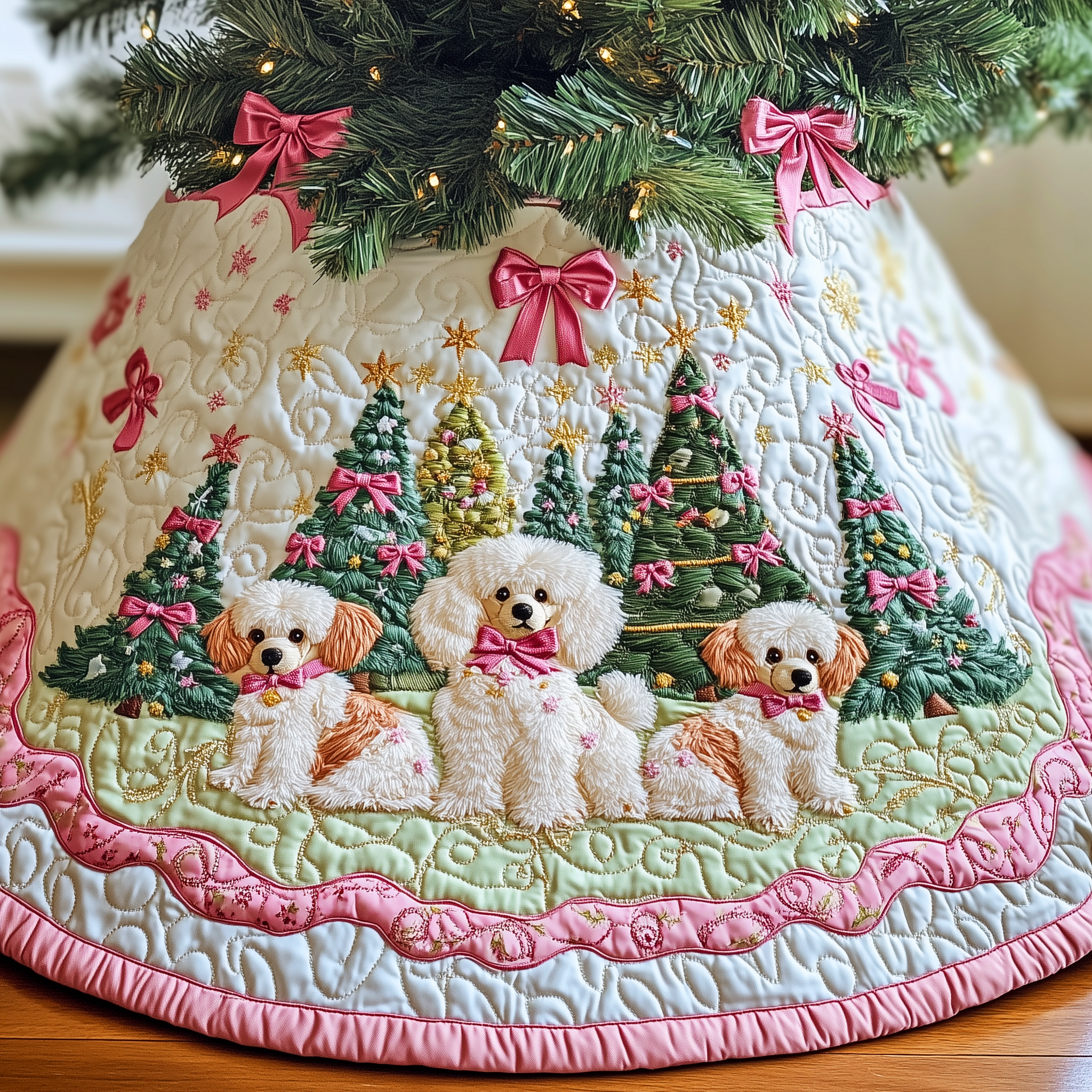 Christmas Poodle Quilted Tree Skirt Feel the Spirit of Giving with a Safe Tree Skirt Christmas Poodle Quilted Tree Skirt Feel the Spirit of Giving with a Safe Tree Skirt