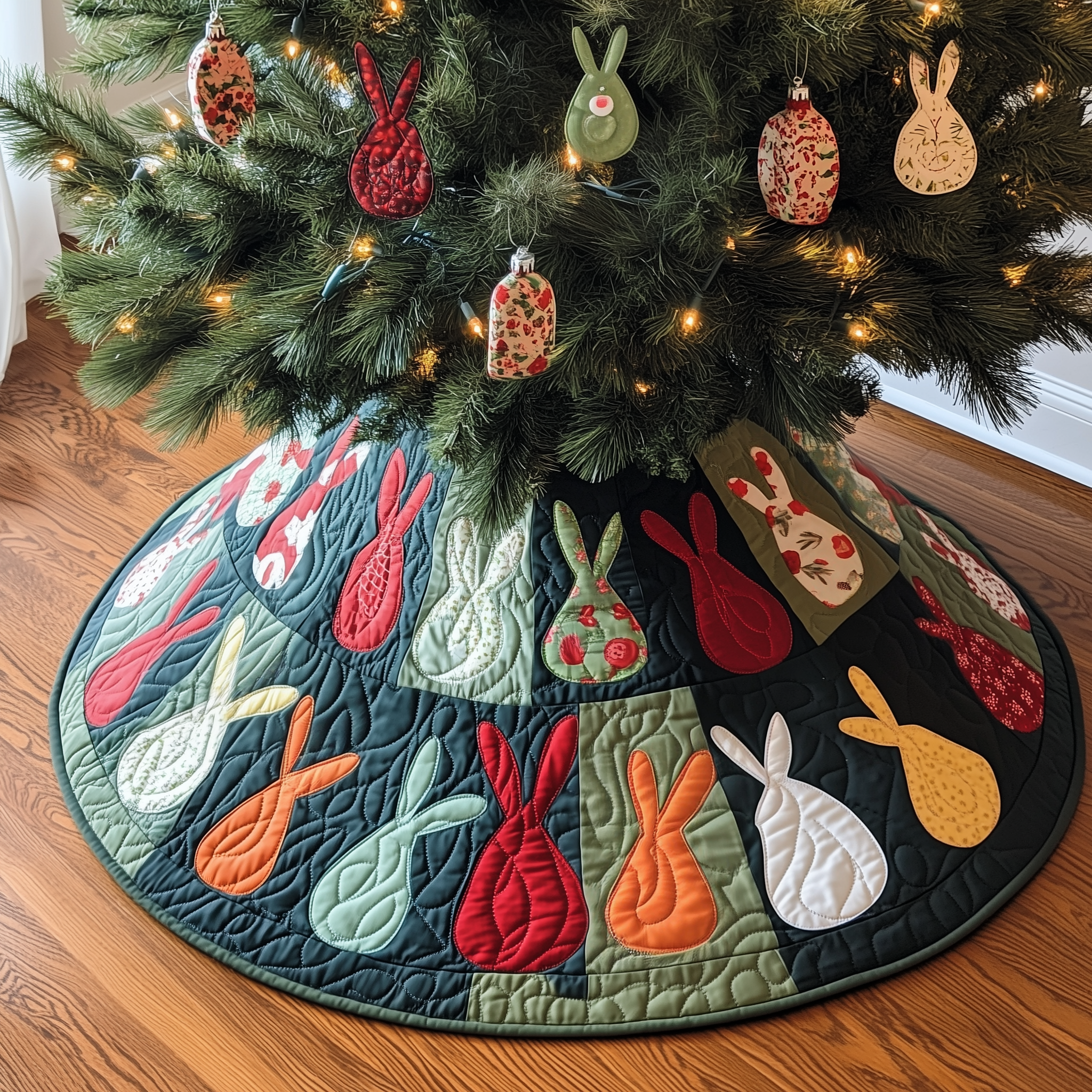 Christmas Rabbit Quilted Tree Skirt Celebrate New Traditions with a Stylish and Safe Skirt Christmas Rabbit Quilted Tree Skirt Celebrate New Traditions with a Stylish and Safe Skirt