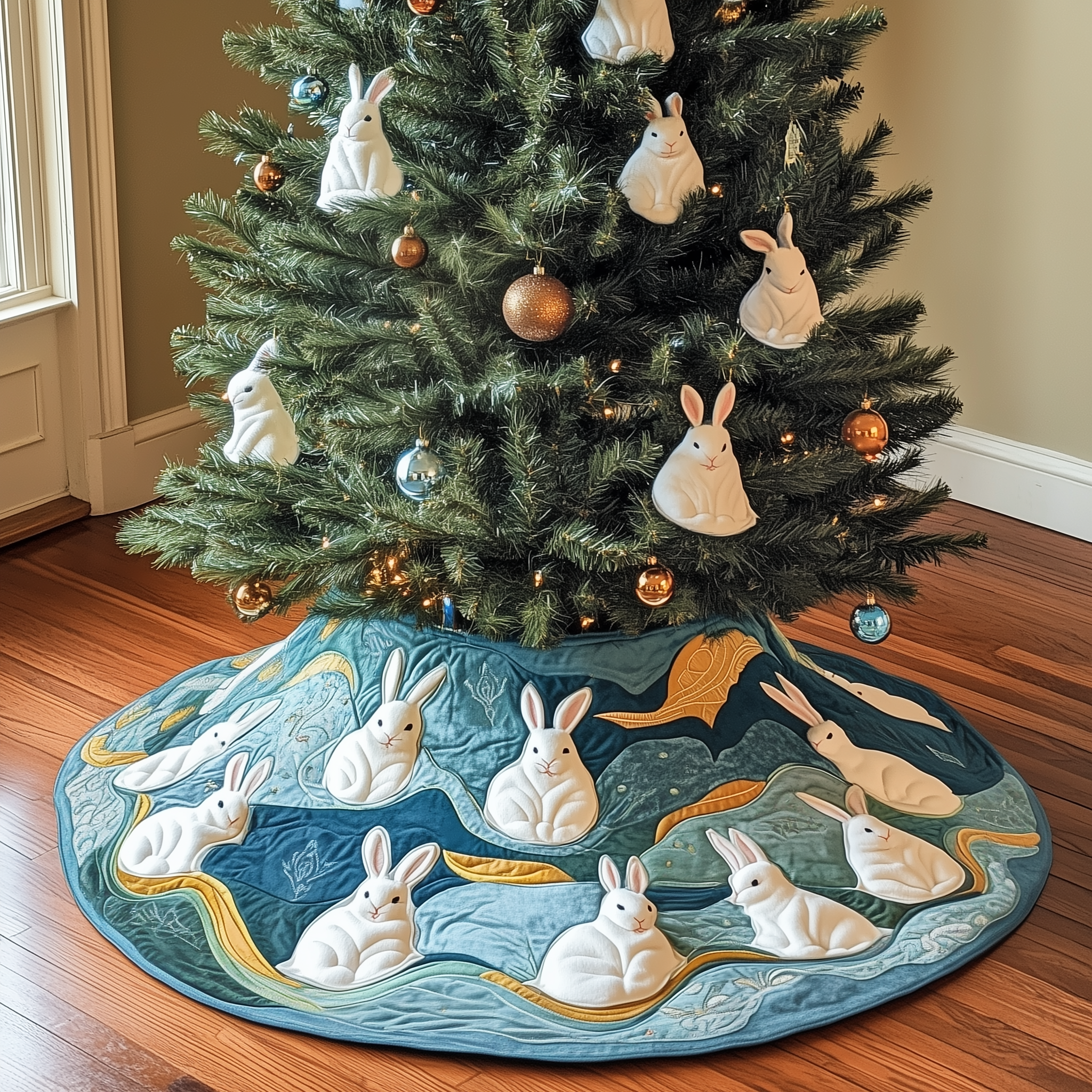 Christmas Rabbit Quilted Tree Skirt Celebrate Without Compromise Protect Floors in Style Christmas Rabbit Quilted Tree Skirt Celebrate Without Compromise Protect Floors in Style