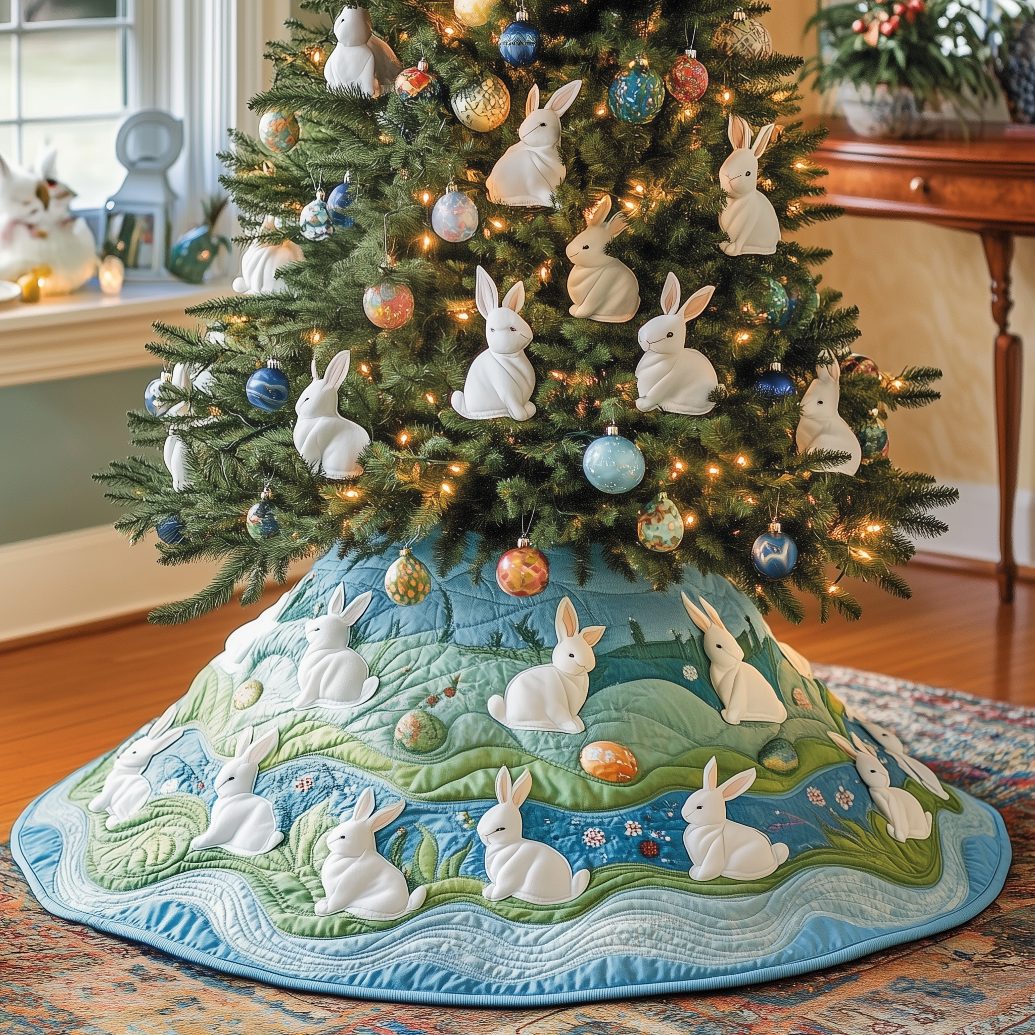 Christmas Rabbit Quilted Tree Skirt Feel Like Home with the Perfect Holiday Tree Skirt Christmas Rabbit Quilted Tree Skirt Feel Like Home with the Perfect Holiday Tree Skirt