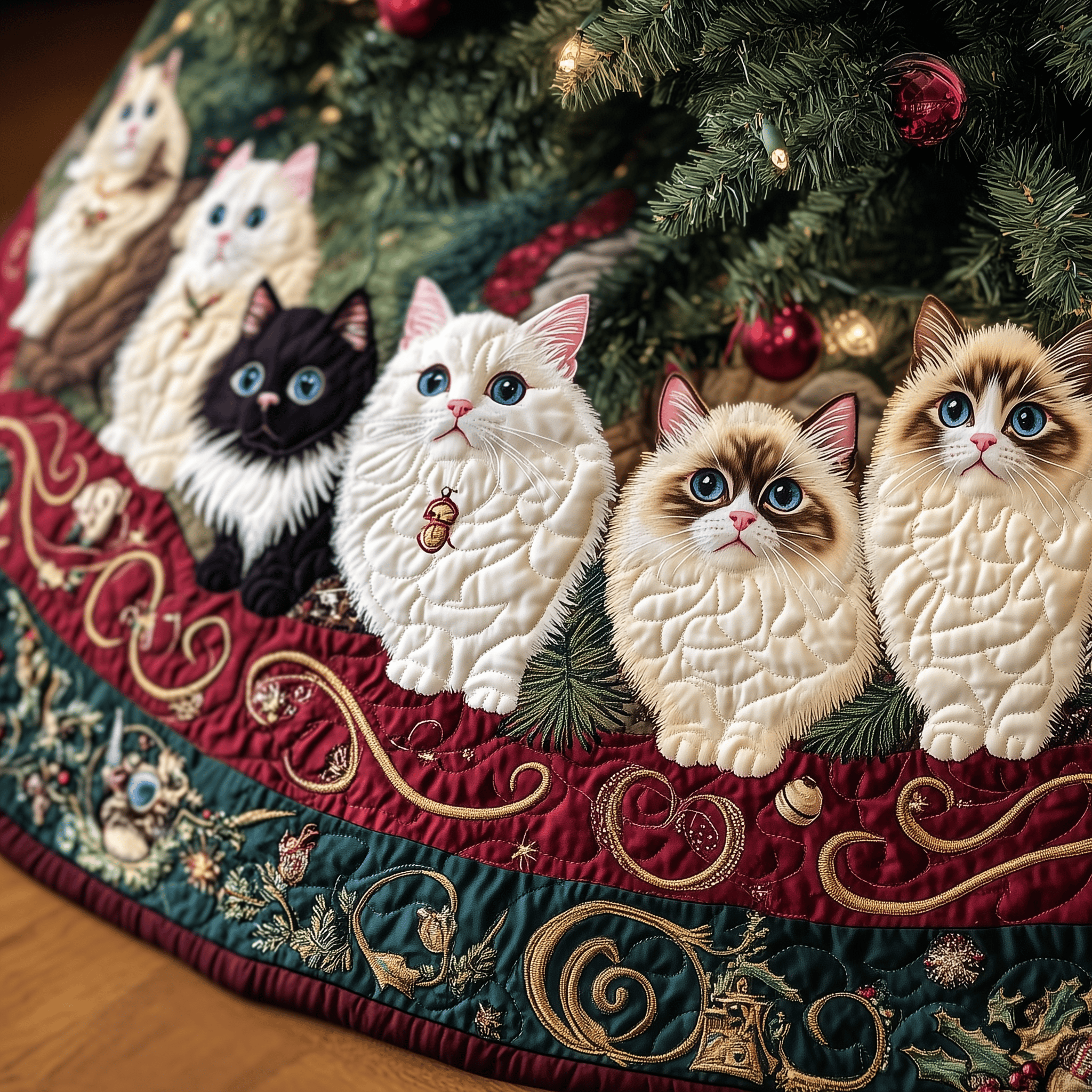 Christmas Ragdoll Cat Quilted Tree Skirt Celebrate Fully Present with a Safe and Stylish Skirt Christmas Ragdoll Cat Quilted Tree Skirt Celebrate Fully Present with a Safe and Stylish Skirt