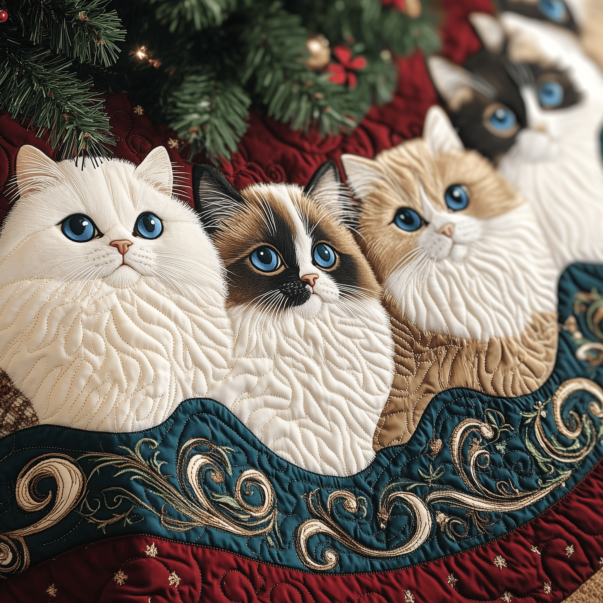 Christmas Ragdoll Cat Quilted Tree Skirt Experience the Magic of Christmas with a Stylish Tree Skirt Christmas Ragdoll Cat Quilted Tree Skirt Experience the Magic of Christmas with a Stylish Tree Skirt