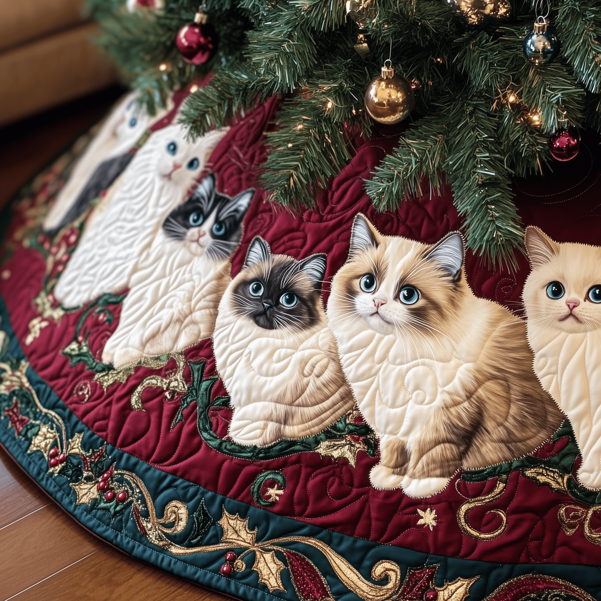 Christmas Ragdoll Cat Quilted Tree Skirt Feel the Holidays Flow with a Trusted Tree Skirt Christmas Ragdoll Cat Quilted Tree Skirt Feel the Holidays Flow with a Trusted Tree Skirt