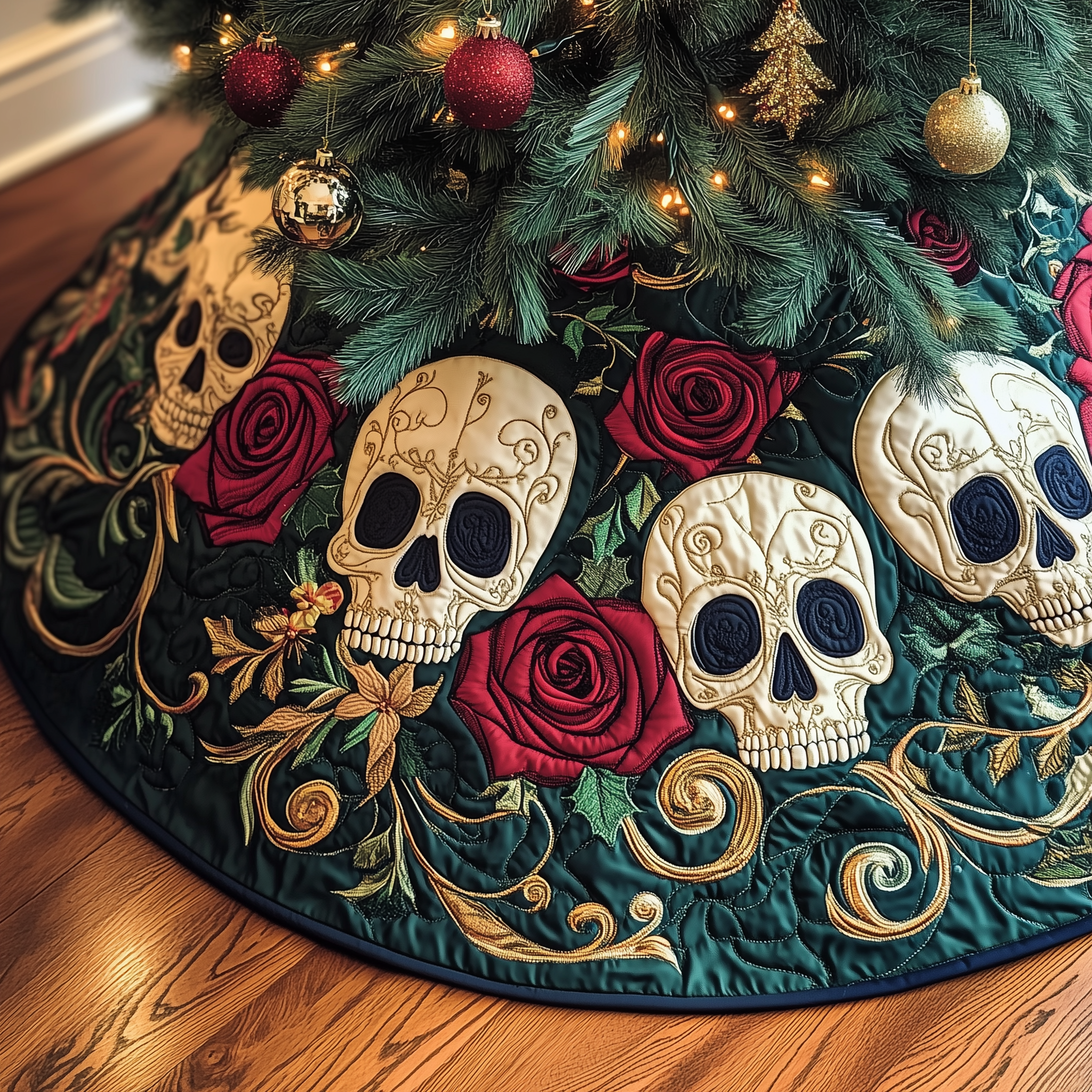 Christmas Red Rose Skull Quilted Tree Skirt Create Holiday Memories with a Safe and Chic Tree Skirt Christmas Red Rose Skull Quilted Tree Skirt Create Holiday Memories with a Safe and Chic Tree Skirt