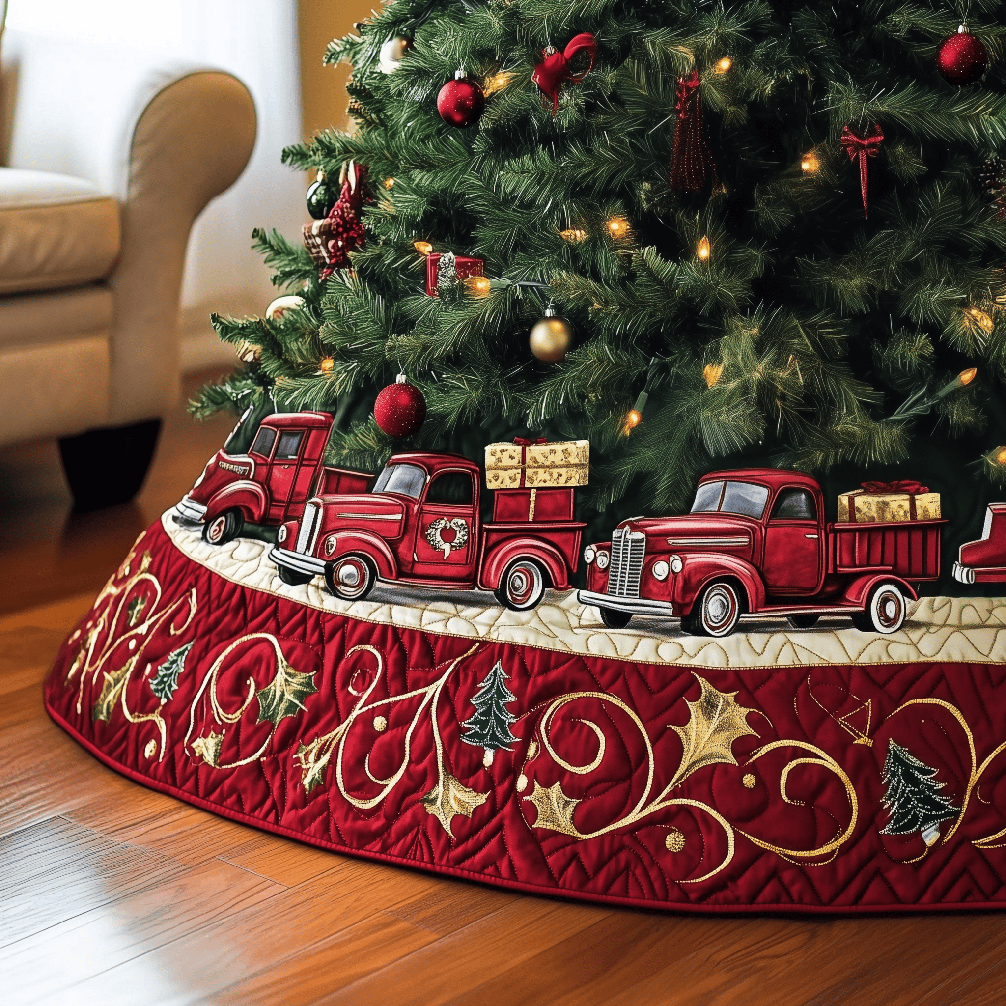 Christmas Red Truck Quilted Tree Skirt Celebrate Love and Style with a Thoughtful Tree Skirt Christmas Red Truck Quilted Tree Skirt Celebrate Love and Style with a Thoughtful Tree Skirt