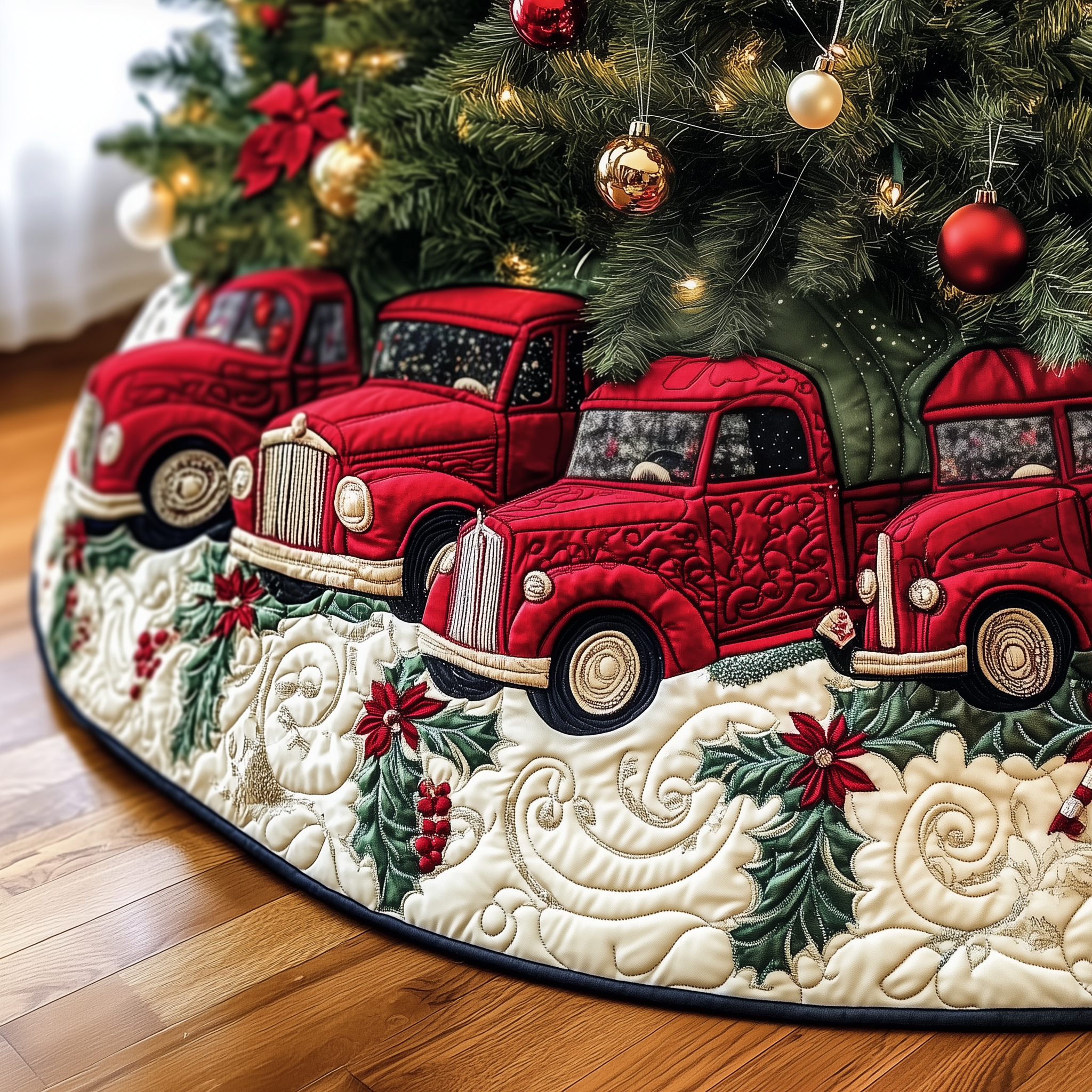 Christmas Red Truck Quilted Tree Skirt Cherish Every Moment with a Stylish and Reliable Tree Skirt Christmas Red Truck Quilted Tree Skirt Cherish Every Moment with a Stylish and Reliable Tree Skirt
