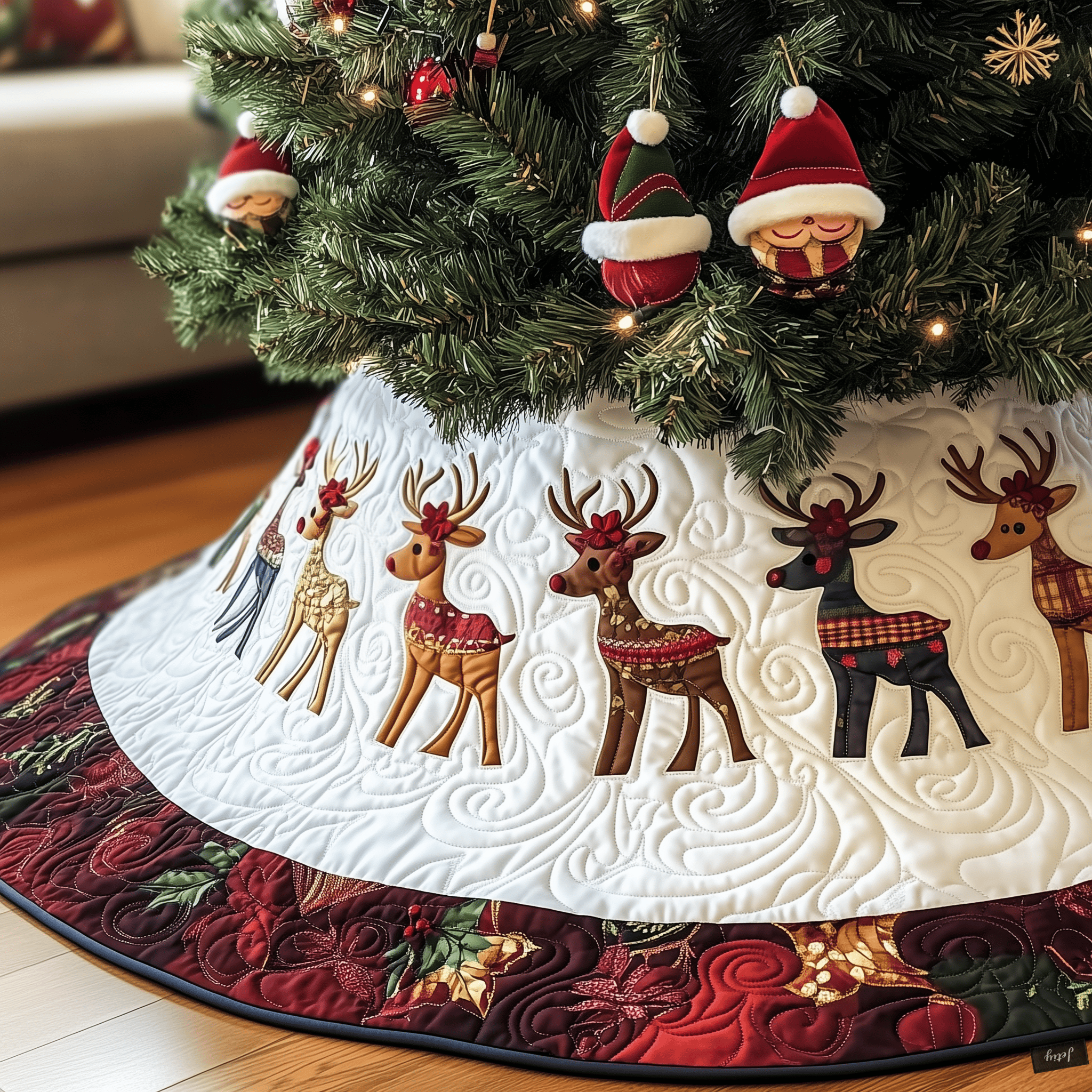 Christmas Reindeer Quilted Tree Skirt Celebrate in Style with a Tree Skirt That Protects Christmas Reindeer Quilted Tree Skirt Celebrate in Style with a Tree Skirt That Protects