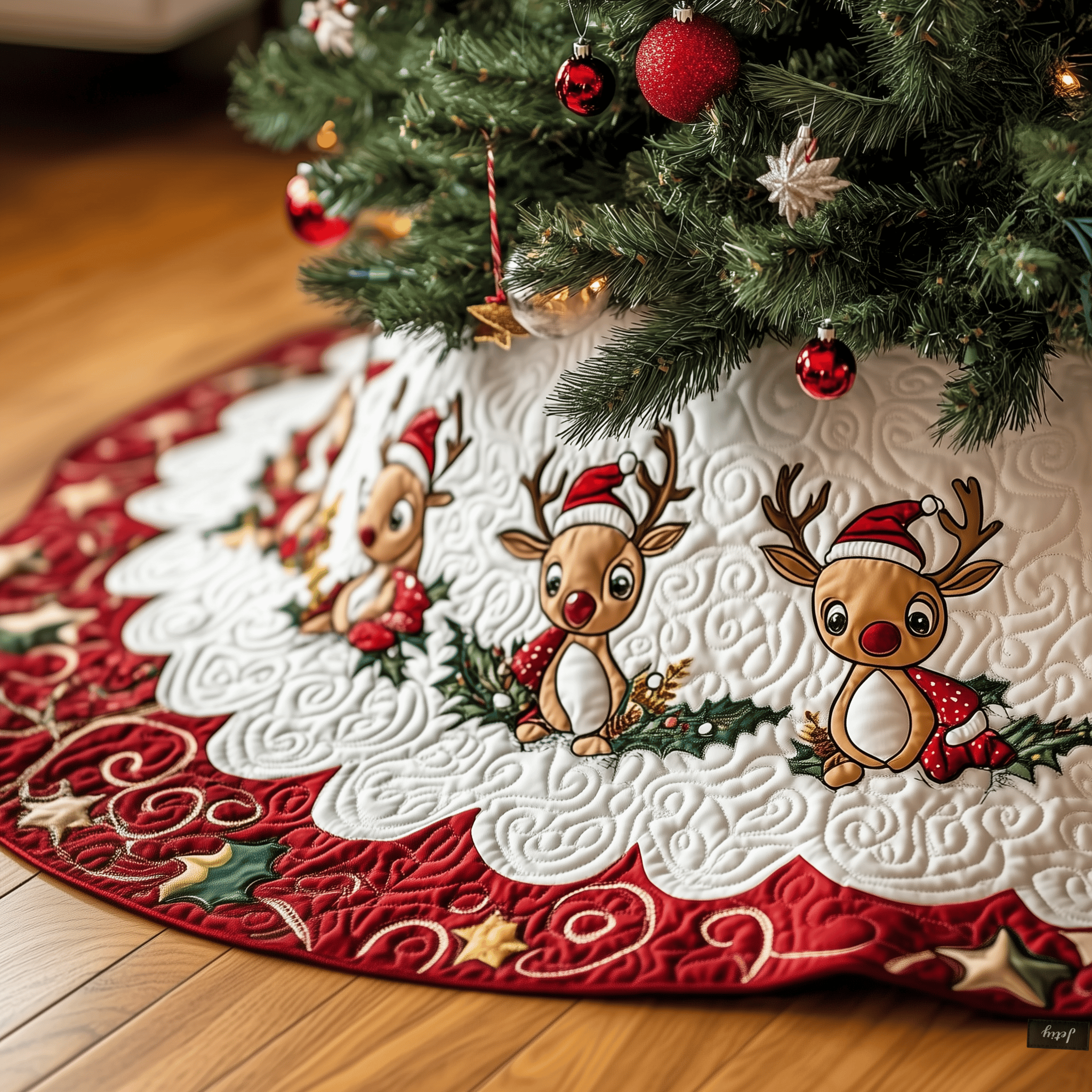 Christmas Reindeer Quilted Tree Skirt Relax This Christmas with a Floor-Safe Tree Skirt Christmas Reindeer Quilted Tree Skirt Relax This Christmas with a Floor-Safe Tree Skirt