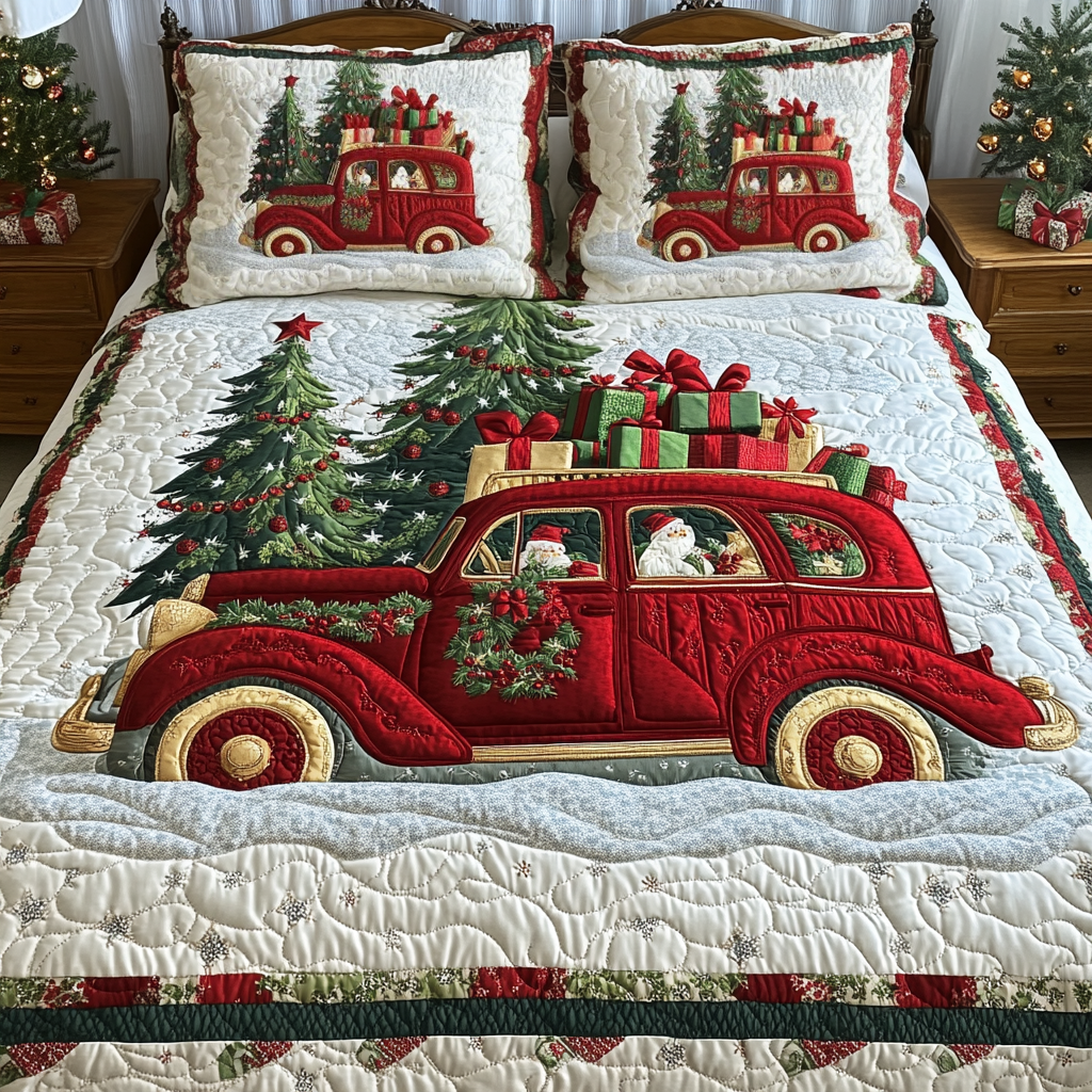 Christmas Roadtrip Quilted Bedding Set Christmas Gift For Wife Christmas Roadtrip Quilted Bedding Set Christmas Gift For Wife