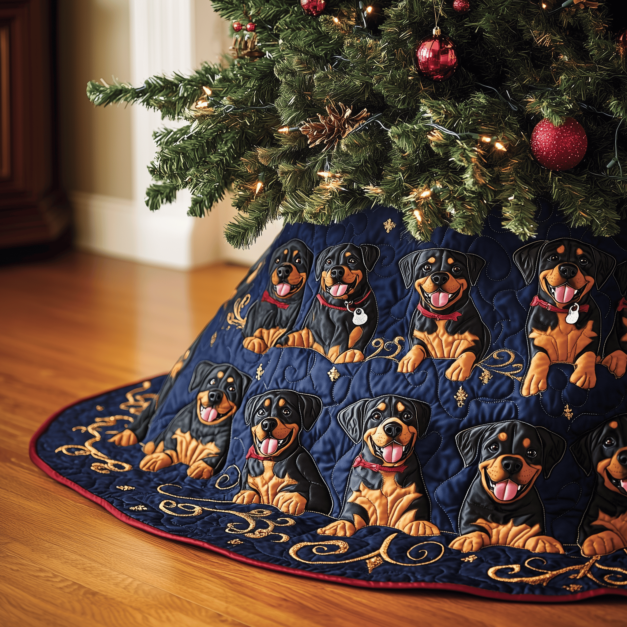 Christmas Rottweiler Quilted Tree Skirt Make Every Moment Merry with a Stylish Tree Skirt Christmas Rottweiler Quilted Tree Skirt Make Every Moment Merry with a Stylish Tree Skirt