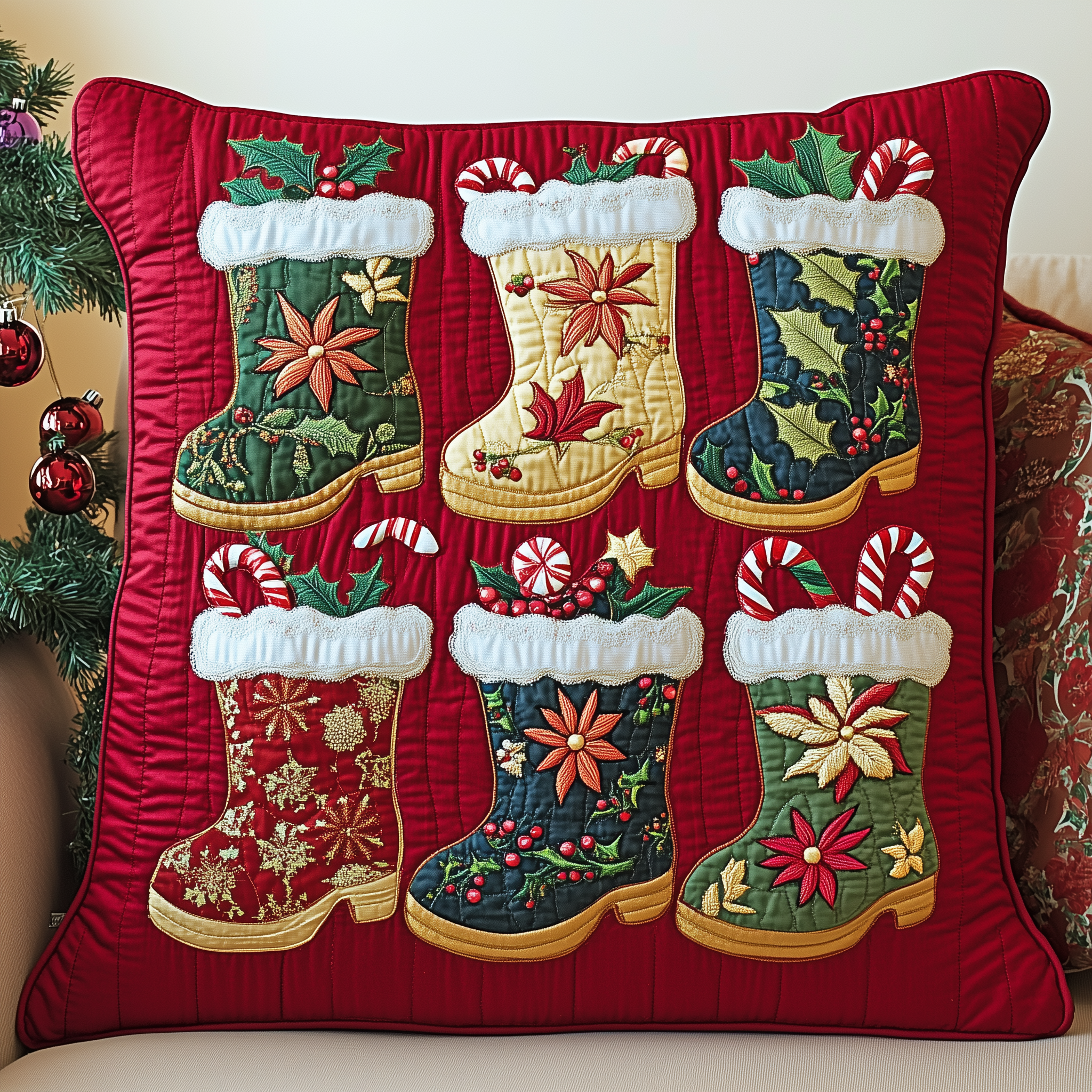 Christmas Santa Boot Quilted Pillow Case Feel Loved Every Night with Our Pillow Cases Christmas Santa Boot Quilted Pillow Case Feel Loved Every Night with Our Pillow Cases
