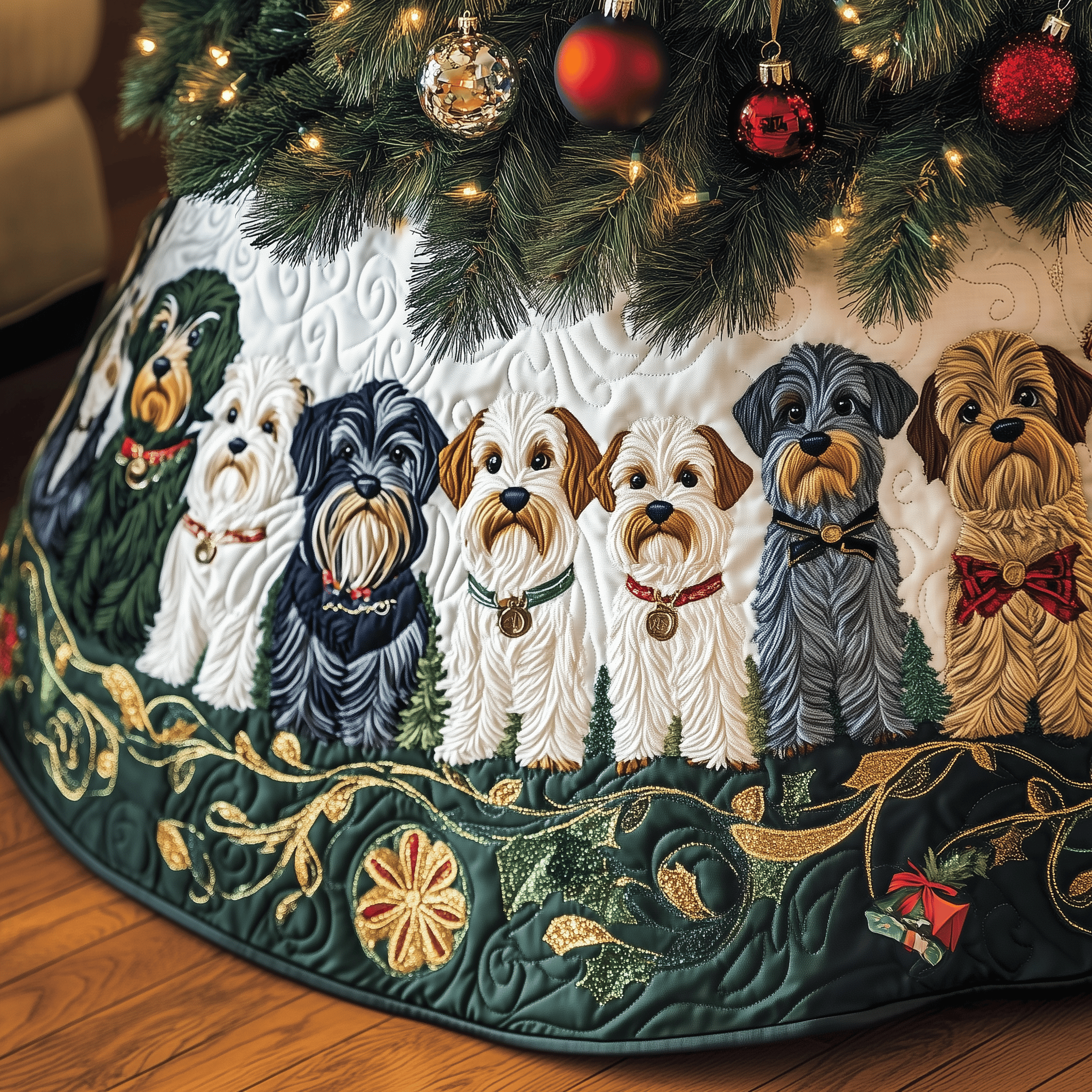 Christmas Schnauzer Quilted Tree Skirt A Tree Skirt That Brings Joy and Style to Your Holidays Christmas Schnauzer Quilted Tree Skirt A Tree Skirt That Brings Joy and Style to Your Holidays