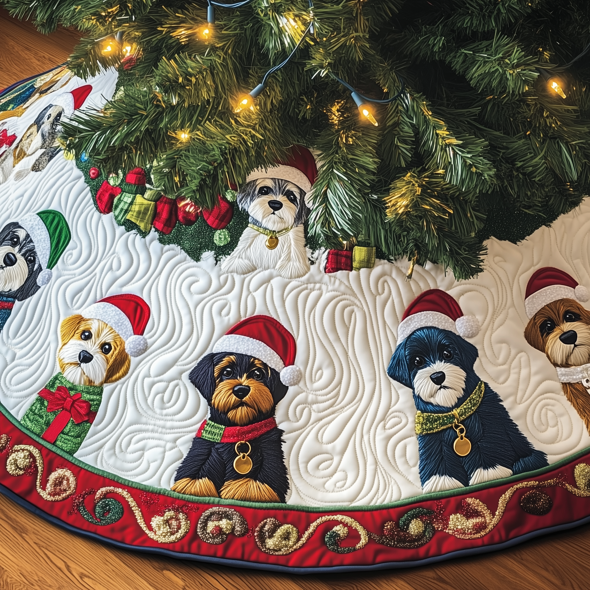 Christmas Schnauzer Quilted Tree Skirt Celebrate with Grace and Safety in Every Detail Christmas Schnauzer Quilted Tree Skirt Celebrate with Grace and Safety in Every Detail
