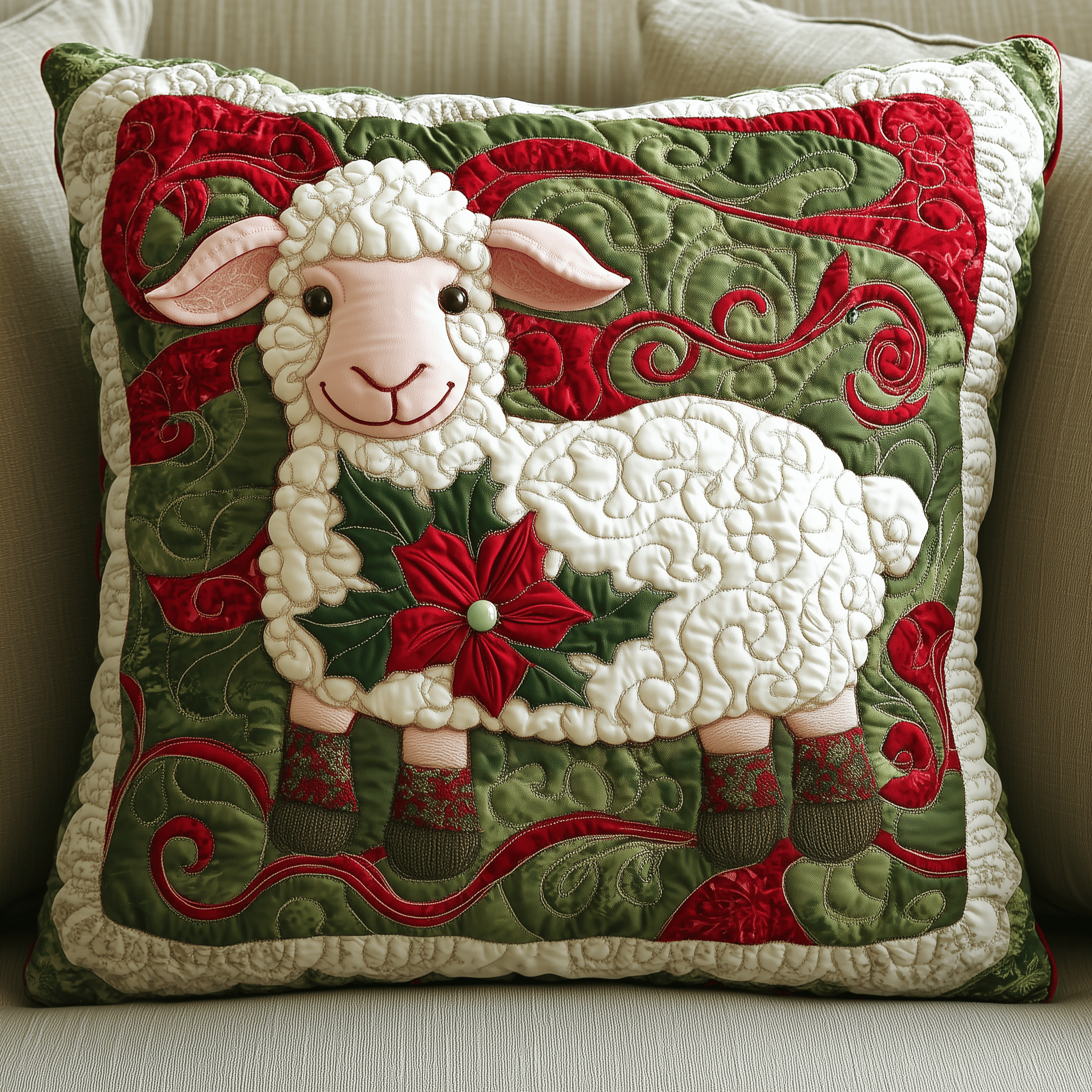 Christmas Sheep Quilted Pillow Case Celebrate Your Sleep Journey with Premium Pillow Cases Christmas Sheep Quilted Pillow Case Celebrate Your Sleep Journey with Premium Pillow Cases