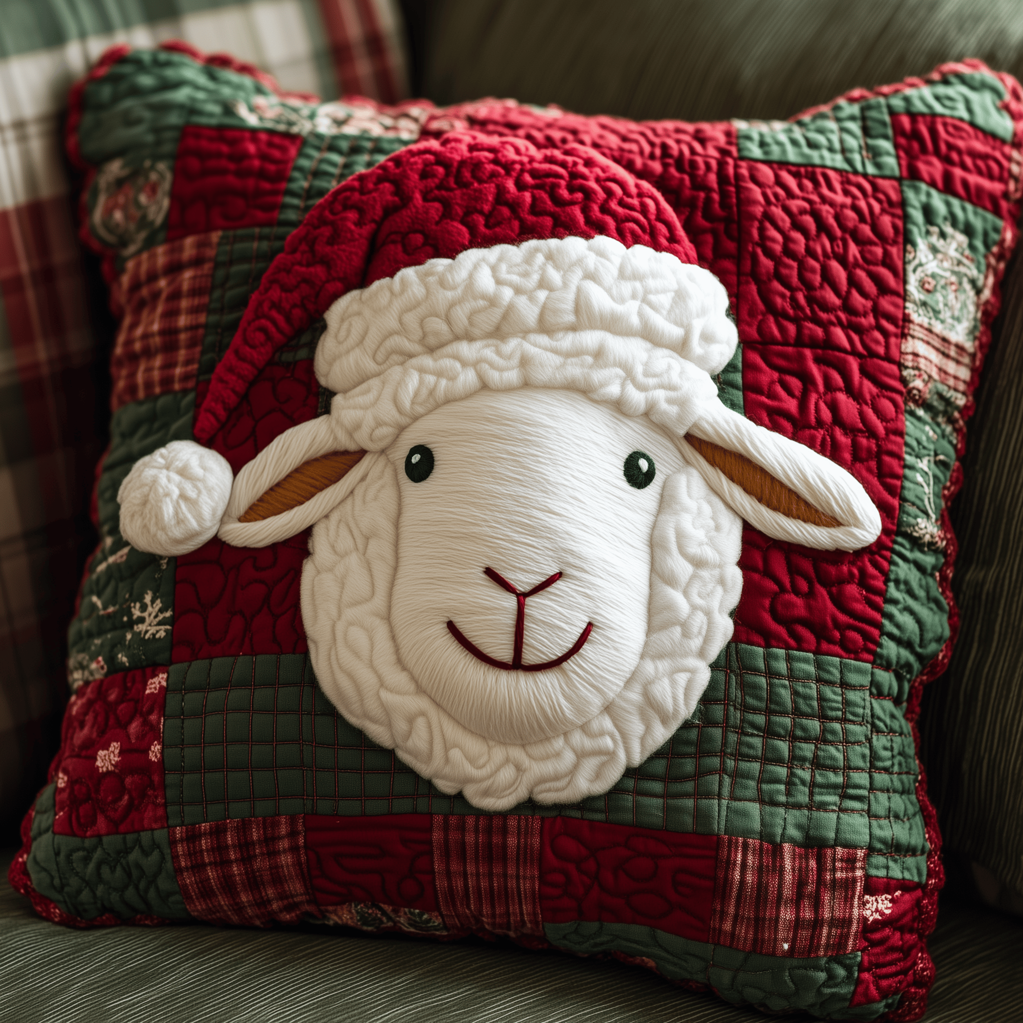 Christmas Sheep Quilted Pillow Case Feel the Comfort of Home with a Luxurious Pillow Case Christmas Sheep Quilted Pillow Case Feel the Comfort of Home with a Luxurious Pillow Case