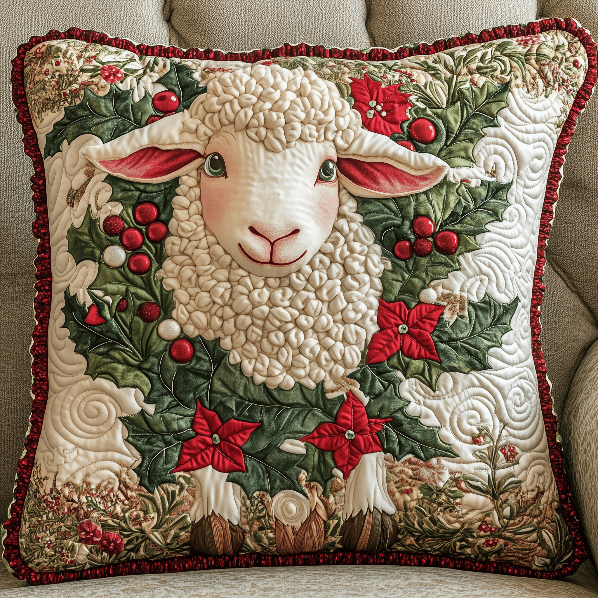 Christmas Sheep Quilted Pillow Case Wrap Your Dreams in Comfort with Luxurious Pillow Cases Christmas Sheep Quilted Pillow Case Wrap Your Dreams in Comfort with Luxurious Pillow Cases