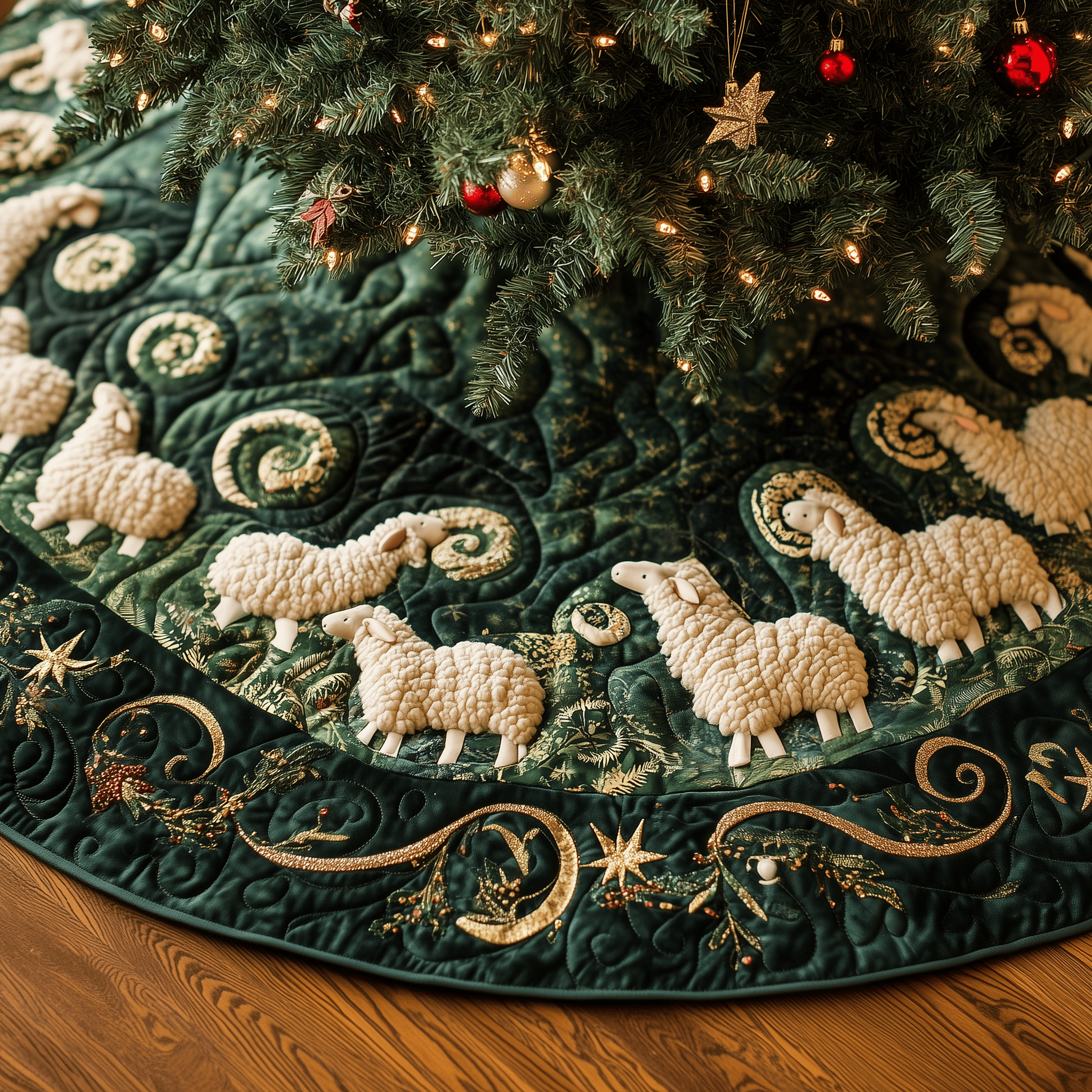 Christmas Sheep Quilted Tree Skirt Make Every Holiday Moment Bright with a Chic Tree Skirt Christmas Sheep Quilted Tree Skirt Make Every Holiday Moment Bright with a Chic Tree Skirt