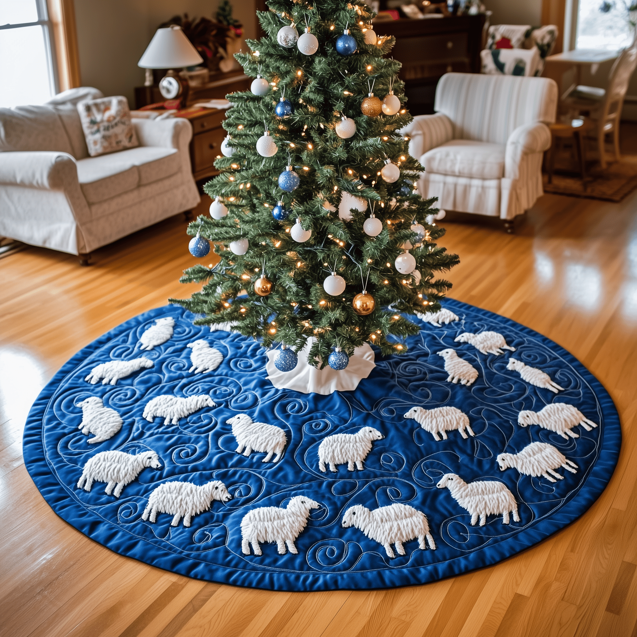 Christmas Sheep Quilted Tree Skirt Relax and Enjoy the Holidays with Peaceful Tree Decor Christmas Sheep Quilted Tree Skirt Relax and Enjoy the Holidays with Peaceful Tree Decor