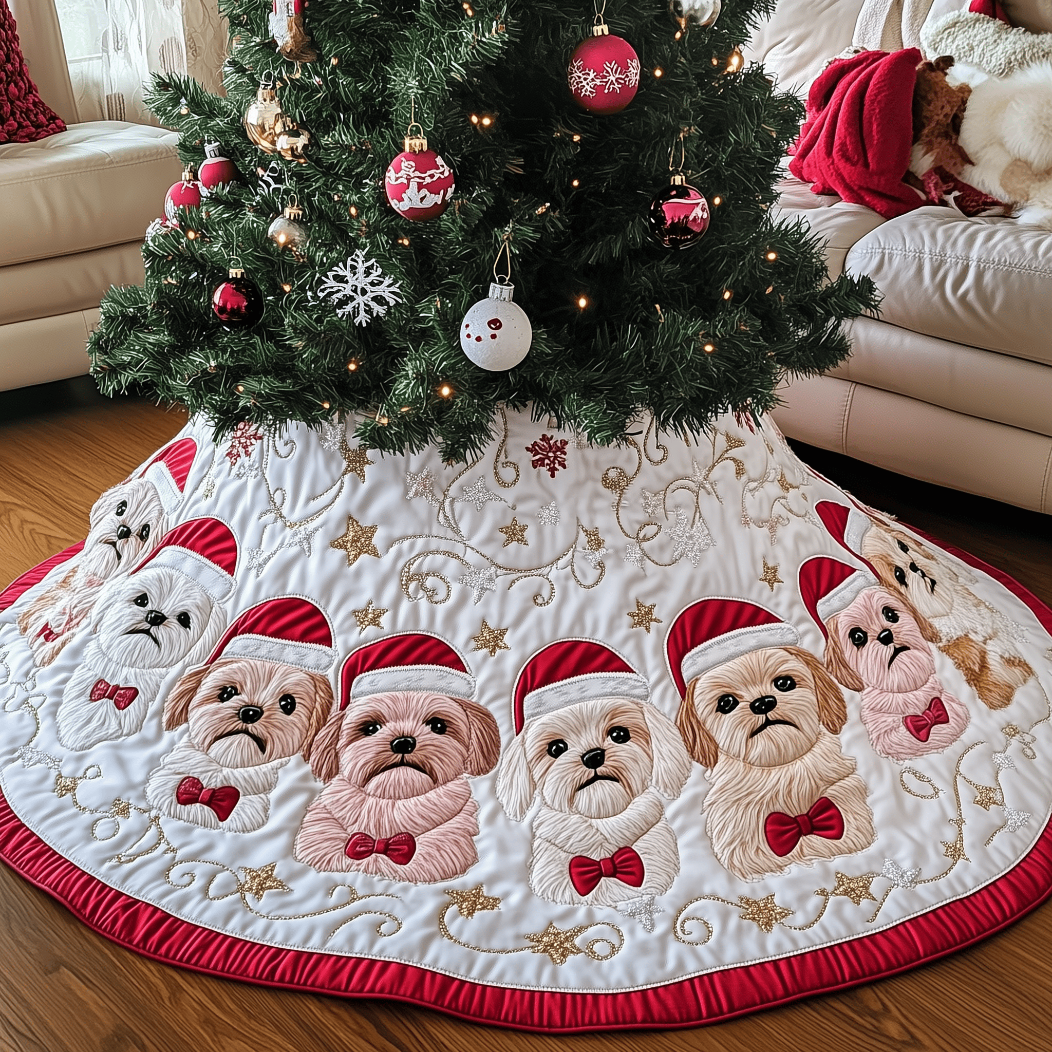 Christmas Shih Tzu Quilted Tree Skirt Celebrate Family Moments with a Protective Tree Skirt Christmas Shih Tzu Quilted Tree Skirt Celebrate Family Moments with a Protective Tree Skirt