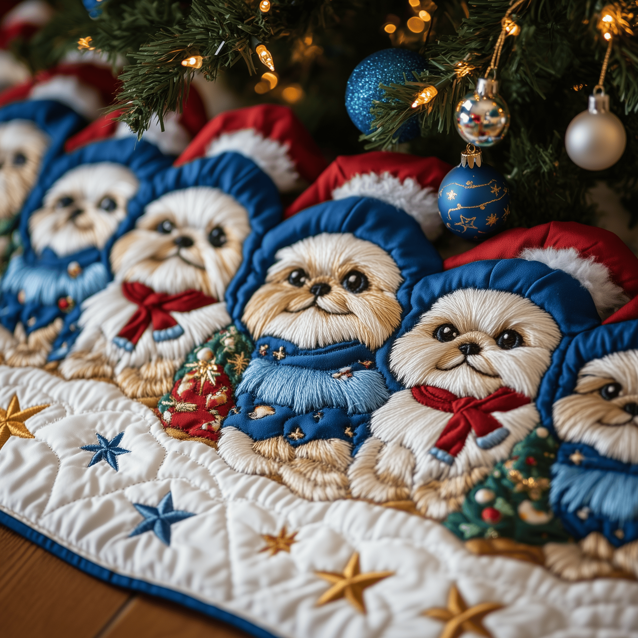 Christmas Shih Tzu Quilted Tree Skirt Feel Closer to Home with Safe Holiday Decor Christmas Shih Tzu Quilted Tree Skirt Feel Closer to Home with Safe Holiday Decor
