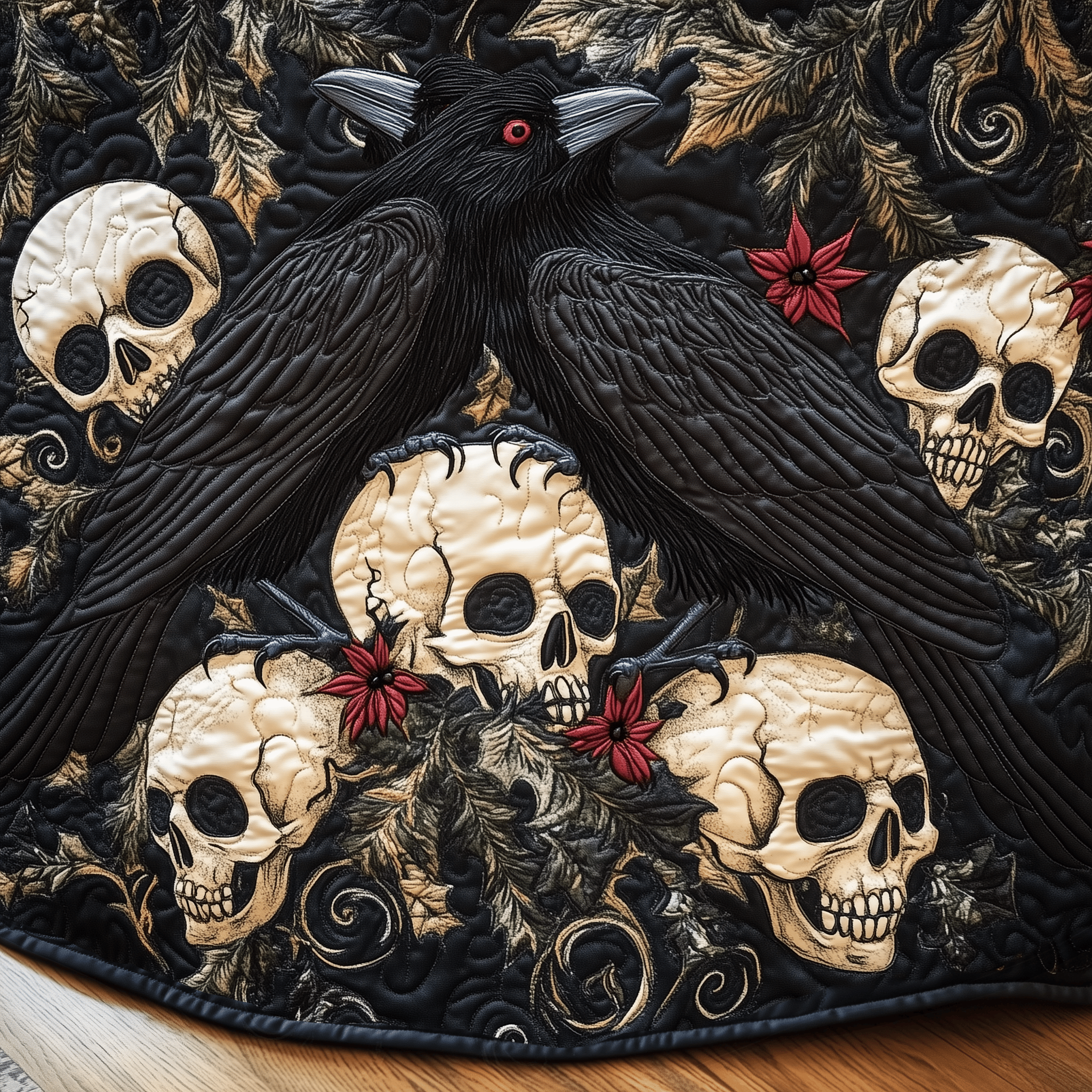 Christmas Skull And Black Crow Quilted Tree Skirt Feel Good About Your Tree Decor This Holiday Christmas Skull And Black Crow Quilted Tree Skirt Feel Good About Your Tree Decor This Holiday