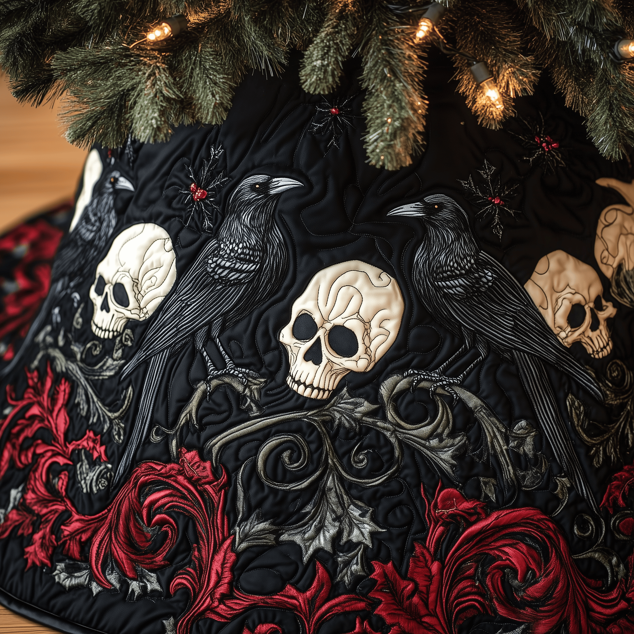 Christmas Skull And Black Crow Quilted Tree Skirt Feel Happy and Carefree with the Perfect Tree Skirt Christmas Skull And Black Crow Quilted Tree Skirt Feel Happy and Carefree with the Perfect Tree Skirt