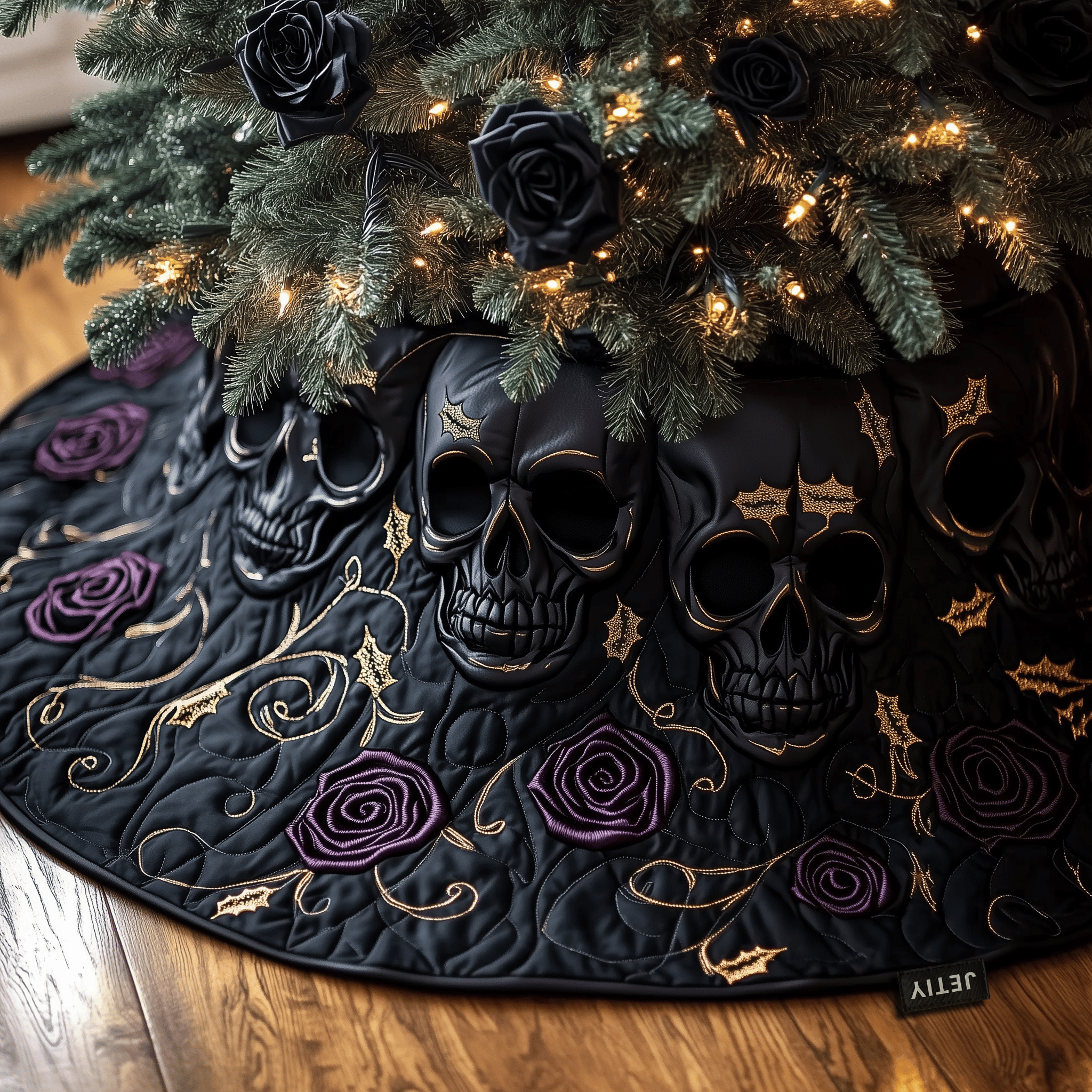 Christmas Skull Quilted Tree Skirt A Tree Skirt That Embodies the Joy of Christmas Christmas Skull Quilted Tree Skirt A Tree Skirt That Embodies the Joy of Christmas