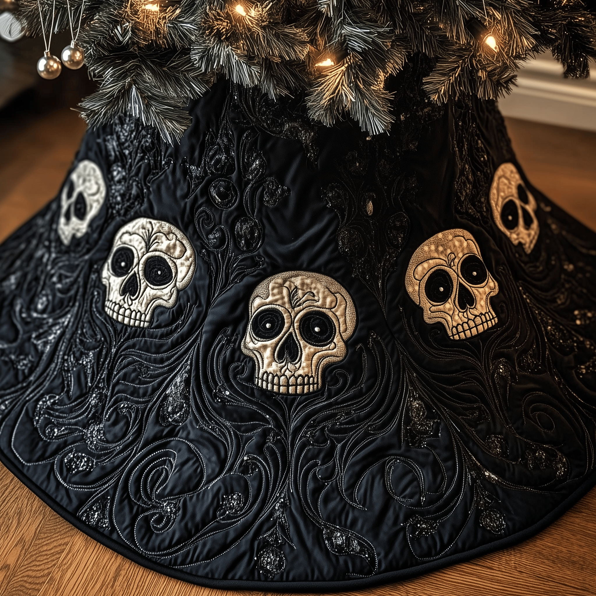 Christmas Skull Quilted Tree Skirt Celebrate Every Detail with a Safe and Stylish Tree Skirt Christmas Skull Quilted Tree Skirt Celebrate Every Detail with a Safe and Stylish Tree Skirt