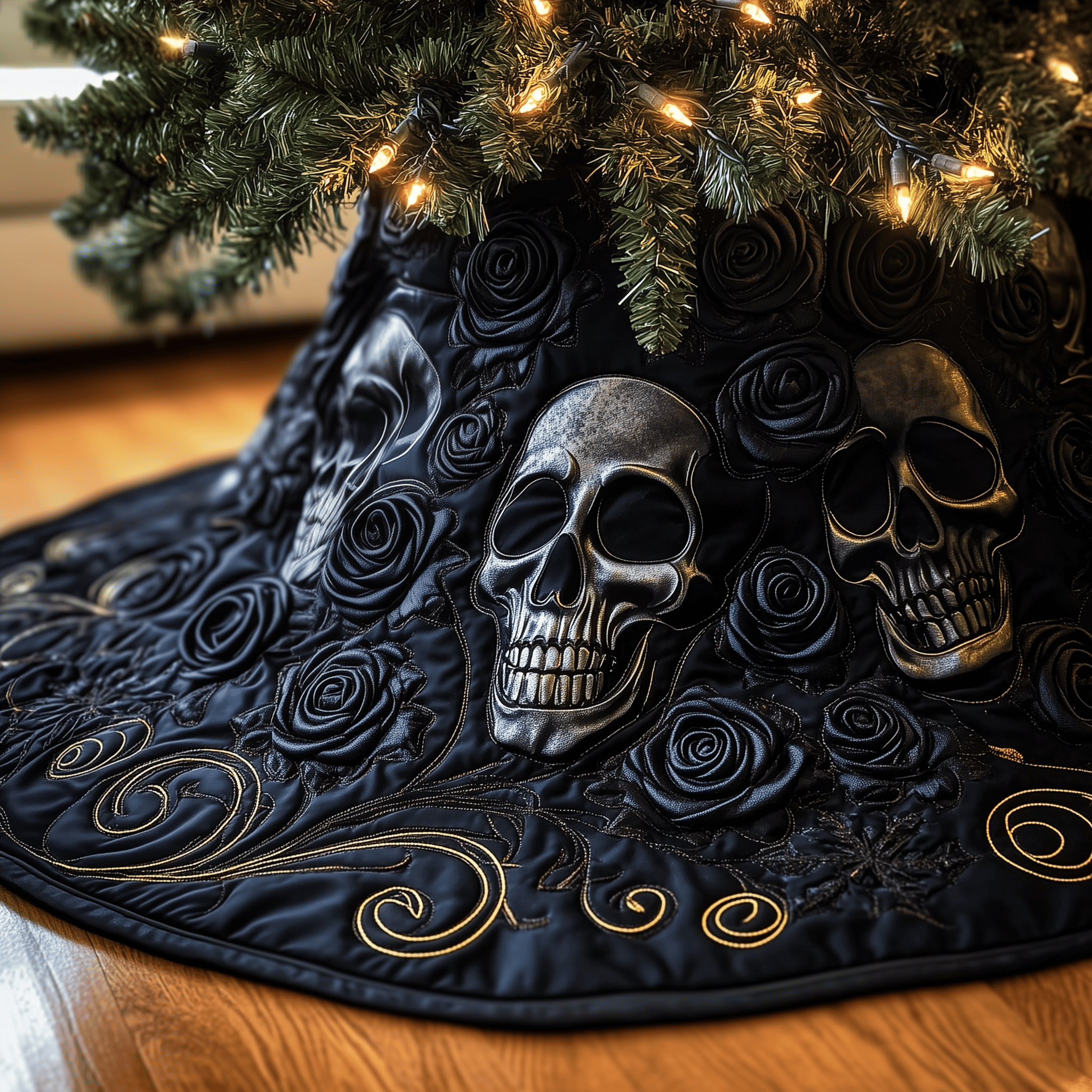Christmas Skull Quilted Tree Skirt Feel Inspired by the Magic of a Thoughtful Tree Skirt Christmas Skull Quilted Tree Skirt Feel Inspired by the Magic of a Thoughtful Tree Skirt