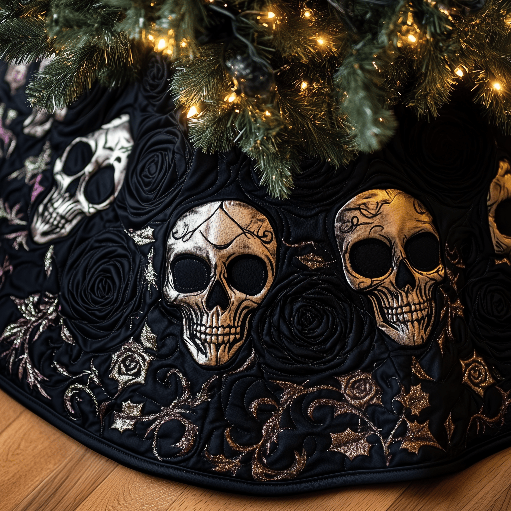 Christmas Skull Quilted Tree Skirt Feel the Love of the Season Under Your Christmas Tree Christmas Skull Quilted Tree Skirt Feel the Love of the Season Under Your Christmas Tree