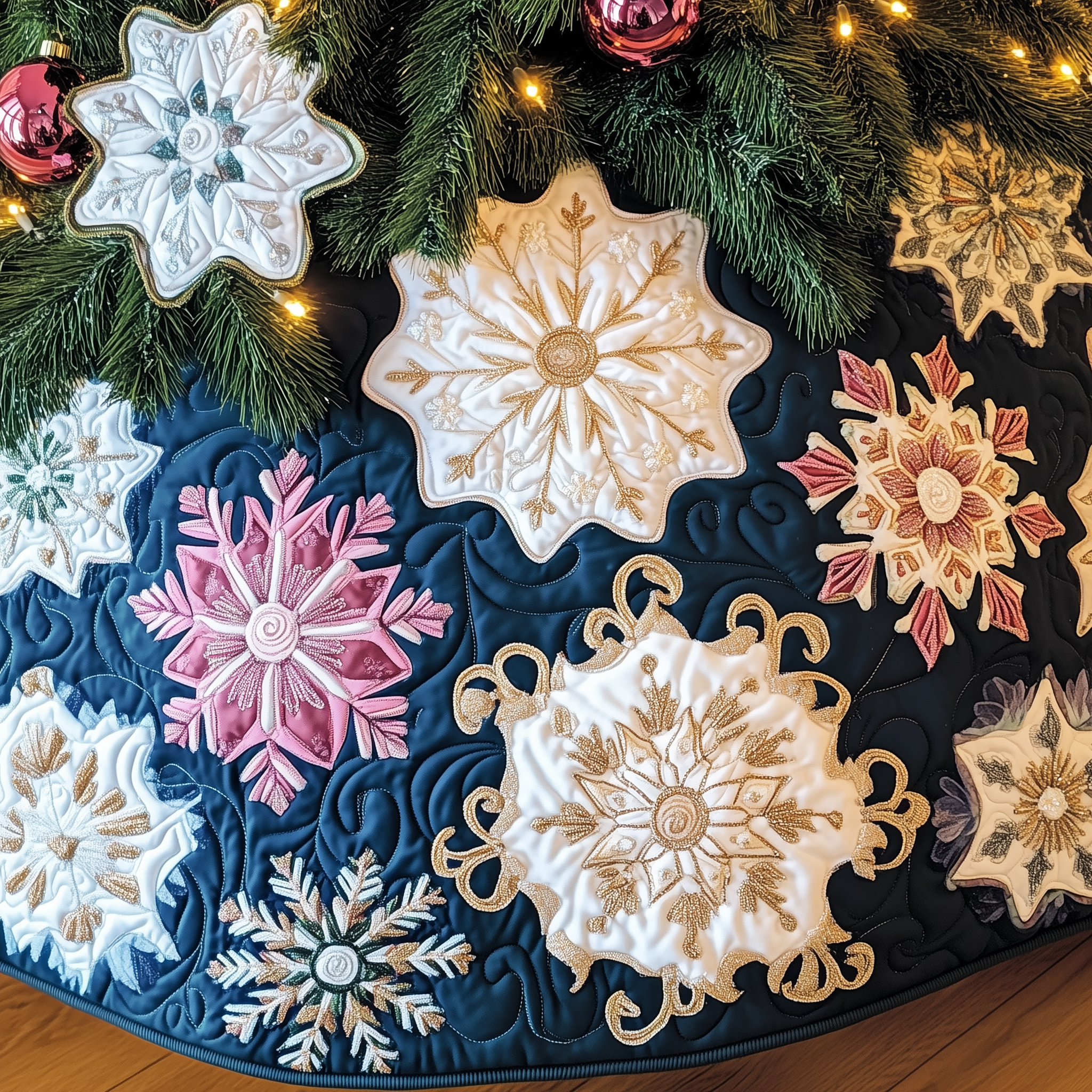 Christmas Snowflakes Quilted Tree Skirt Celebrate Simplicity and Style with a Protective Tree Skirt Christmas Snowflakes Quilted Tree Skirt Celebrate Simplicity and Style with a Protective Tree Skirt