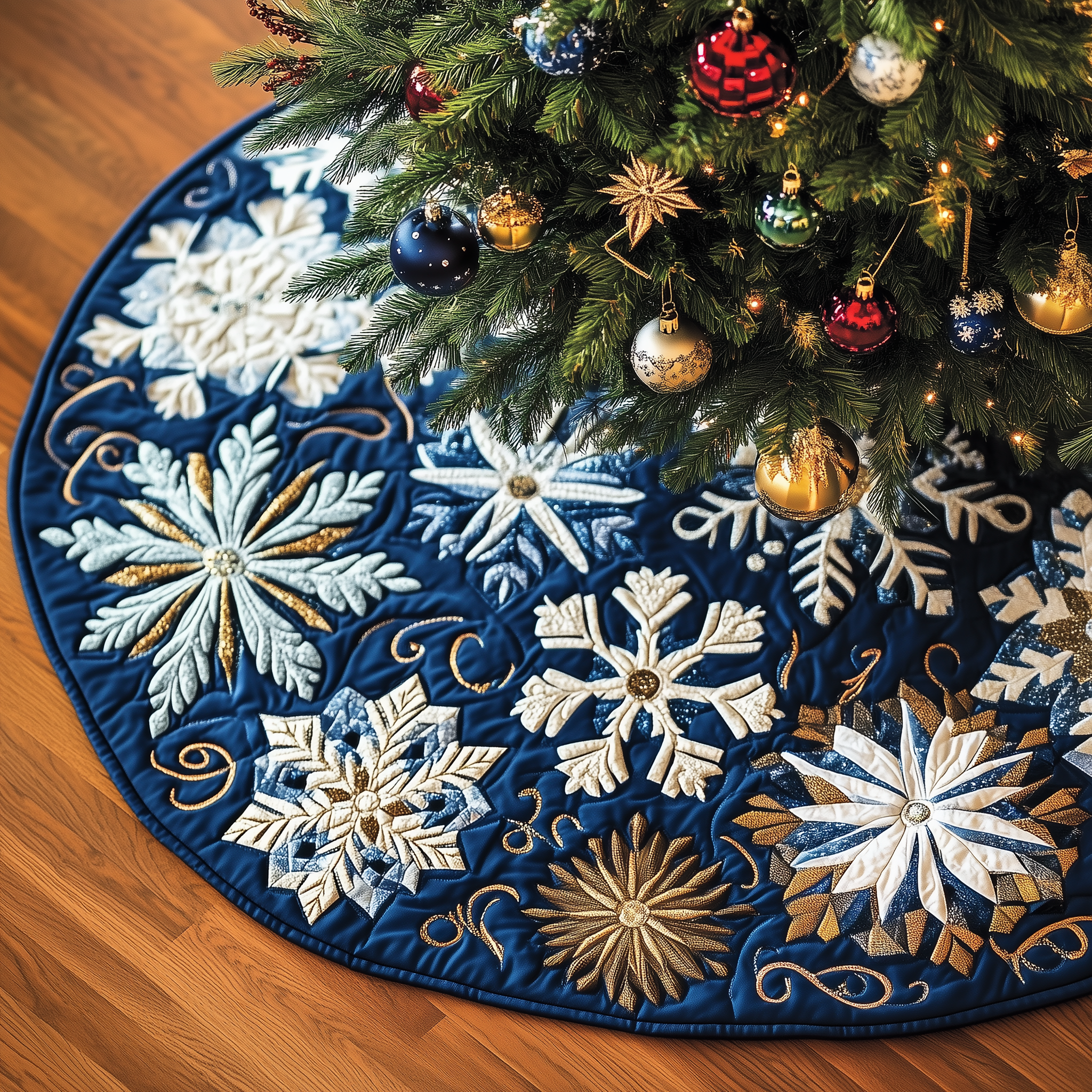 Christmas Snowflakes Quilted Tree Skirt Celebrate With Peace of Mind and a Durable Tree Skirt Christmas Snowflakes Quilted Tree Skirt Celebrate With Peace of Mind and a Durable Tree Skirt