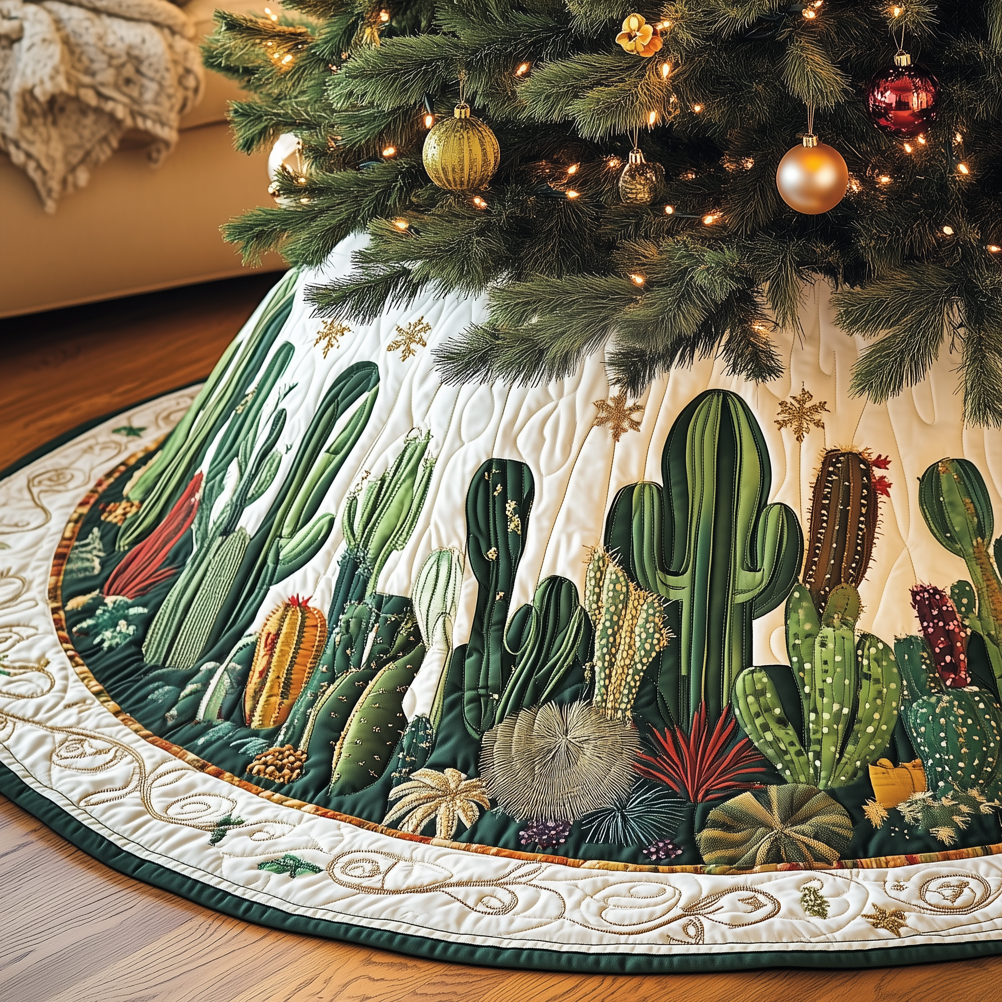 Christmas Southwest Cactus Quilted Tree Skirt Celebrate Your Way with a Chic and Functional Tree Skirt Christmas Southwest Cactus Quilted Tree Skirt Celebrate Your Way with a Chic and Functional Tree Skirt