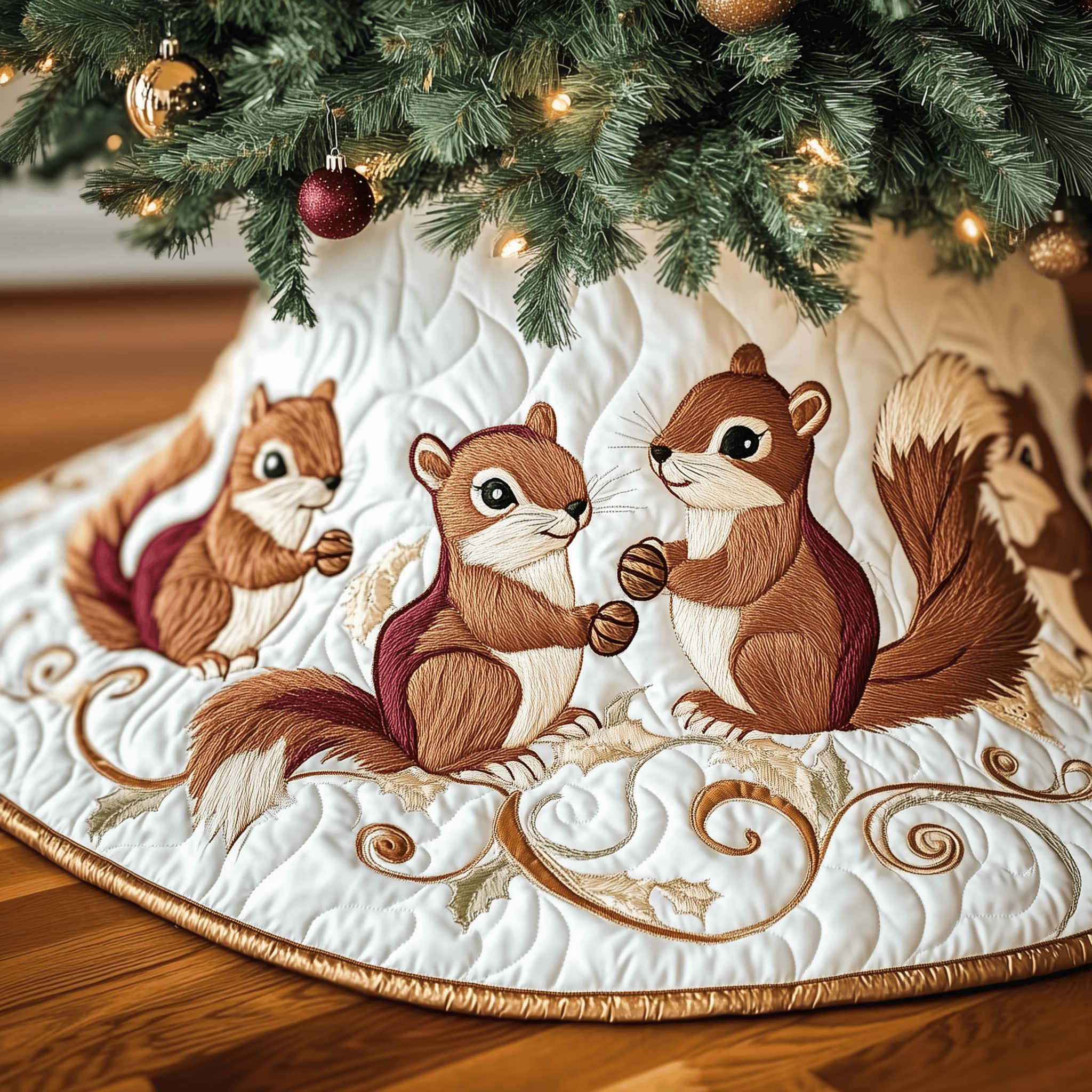 Christmas Squirrel Quilted Tree Skirt Feel Inspired This Christmas with a Beautiful Tree Skirt Christmas Squirrel Quilted Tree Skirt Feel Inspired This Christmas with a Beautiful Tree Skirt