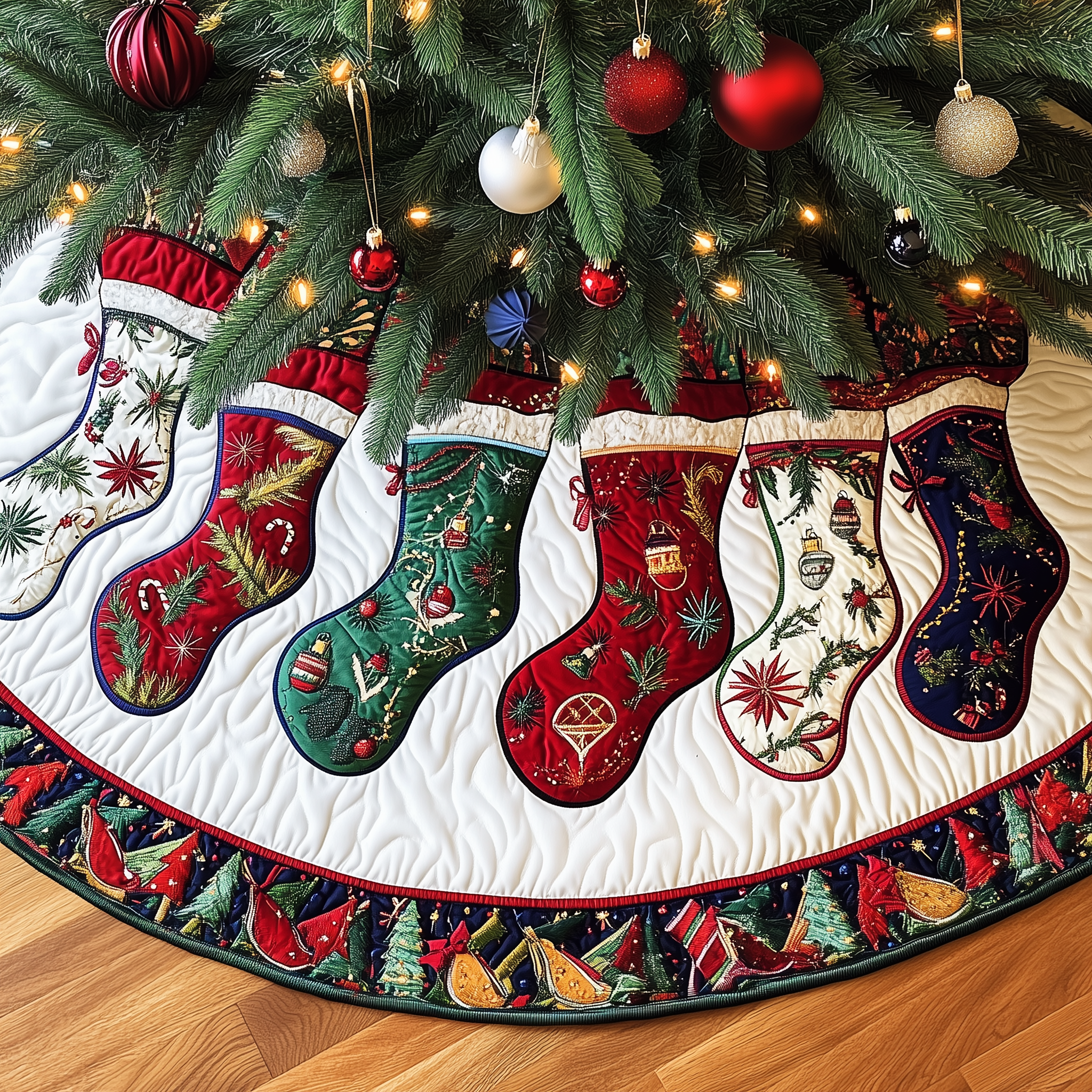 Christmas Stocking Quilted Tree Skirt Experience the Magic of Christmas with a Stylish Tree Skirt Christmas Stocking Quilted Tree Skirt Experience the Magic of Christmas with a Stylish Tree Skirt