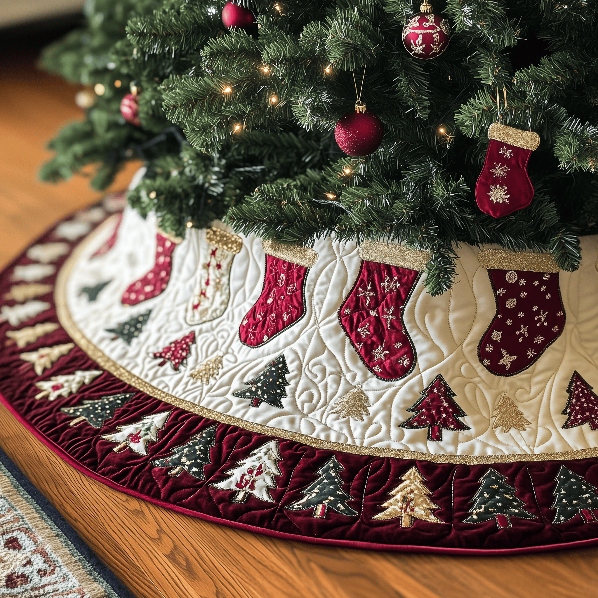 Christmas Stockings Quilted Tree Skirt Cherish Every Moment with a Stylish and Reliable Tree Skirt Christmas Stockings Quilted Tree Skirt Cherish Every Moment with a Stylish and Reliable Tree Skirt