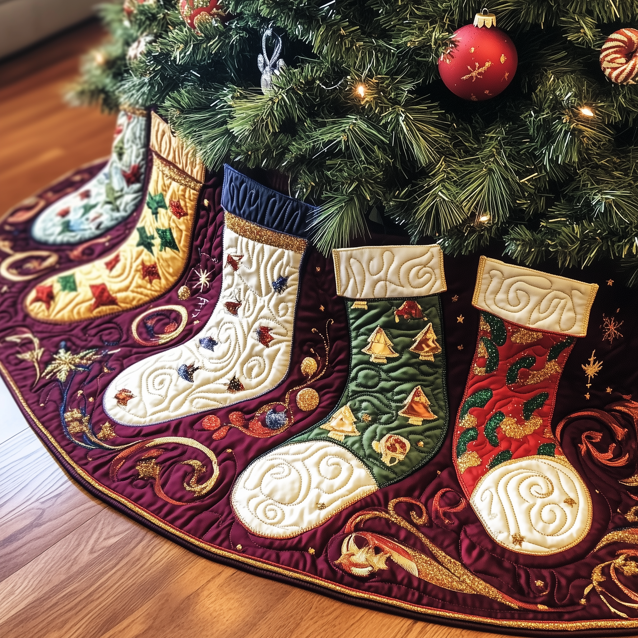 Christmas Stockings Quilted Tree Skirt Enjoy a Festive and Worry-Free Holiday Season Christmas Stockings Quilted Tree Skirt Enjoy a Festive and Worry-Free Holiday Season