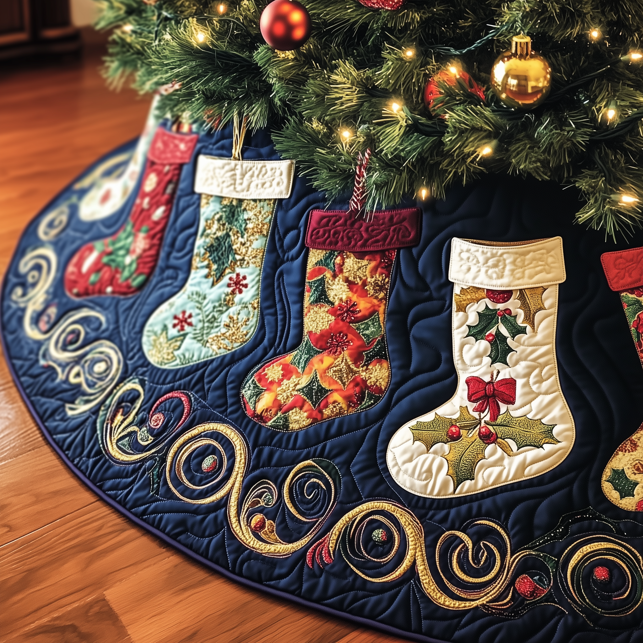 Christmas Stockings Quilted Tree Skirt Feel the Holiday Spirit with a Safe and Chic Tree Skirt Christmas Stockings Quilted Tree Skirt Feel the Holiday Spirit with a Safe and Chic Tree Skirt