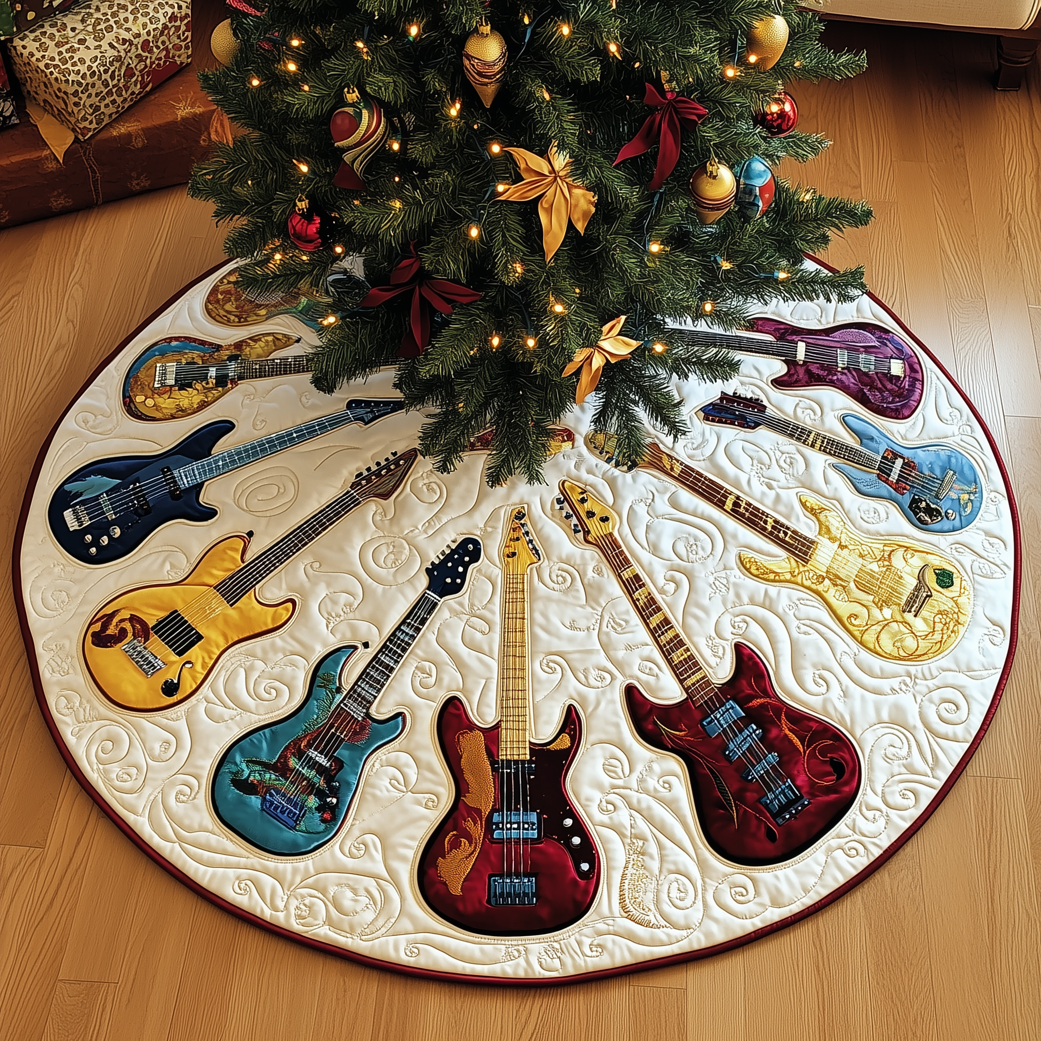 Christmas Swirl Guitar Quilted Tree Skirt Celebrate Life's Little Moments with a Perfect Tree Skirt Christmas Swirl Guitar Quilted Tree Skirt Celebrate Life's Little Moments with a Perfect Tree Skirt