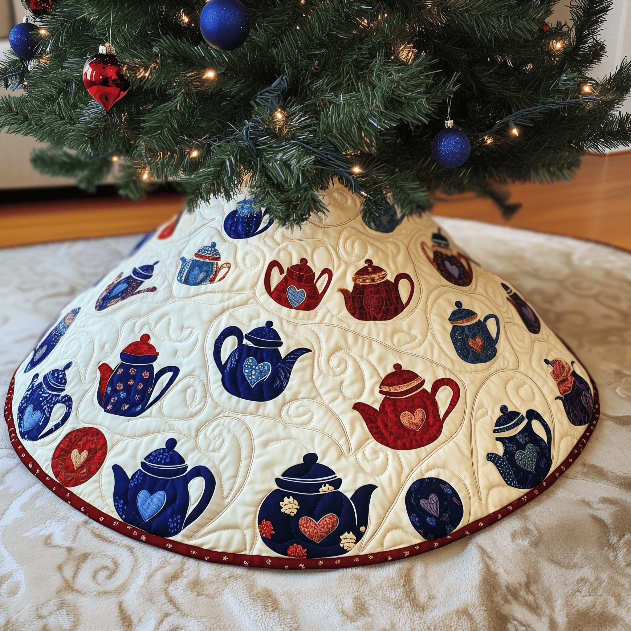 Christmas Teapot Quilted Tree Skirt Enjoy Christmas Morning with a Thoughtful Tree Skirt Christmas Teapot Quilted Tree Skirt Enjoy Christmas Morning with a Thoughtful Tree Skirt