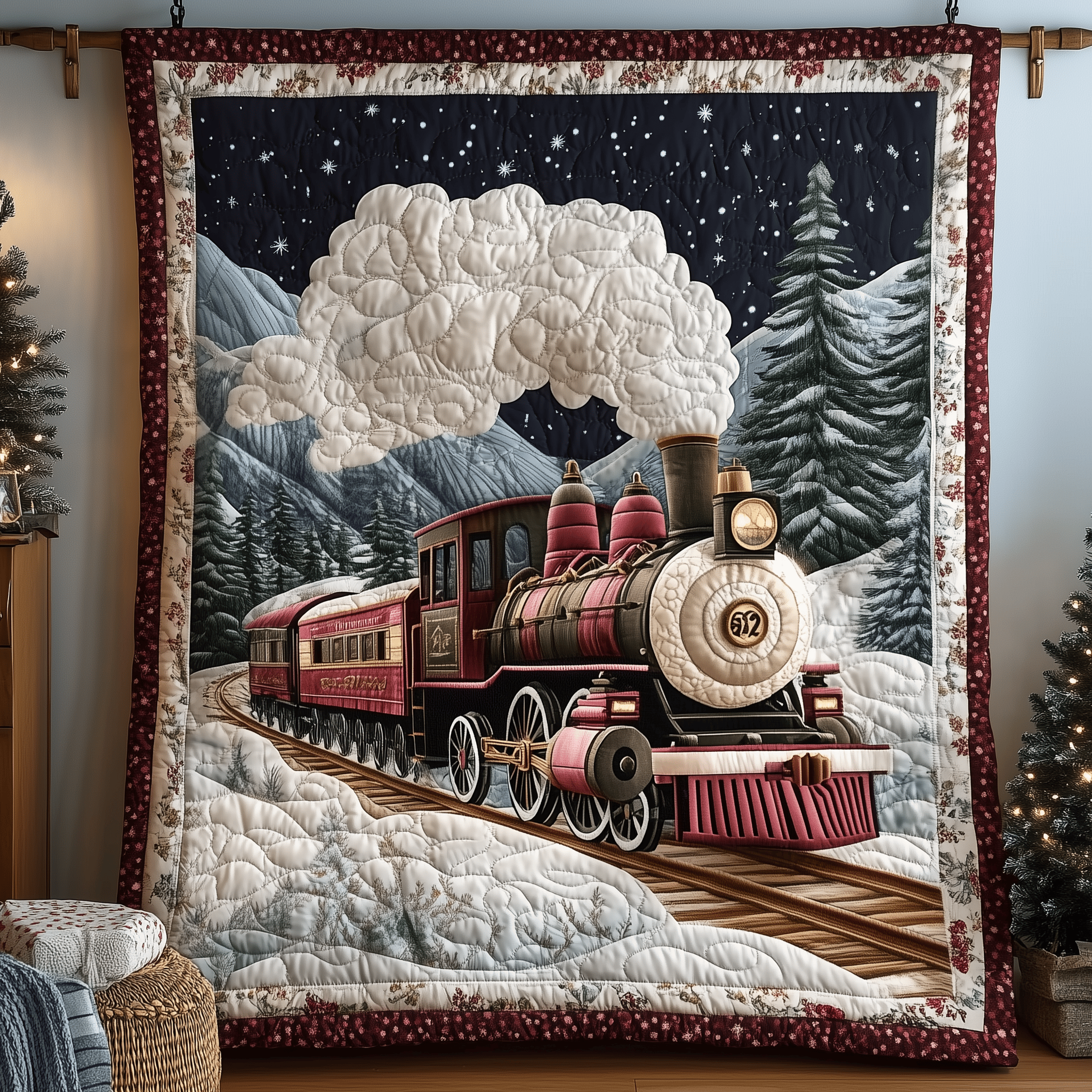 Christmas Train to Wonderland Quilted Blanket Feel the Elegance of a Blanket That's Truly Yours Christmas Train to Wonderland Quilted Blanket Feel the Elegance of a Blanket That's Truly Yours