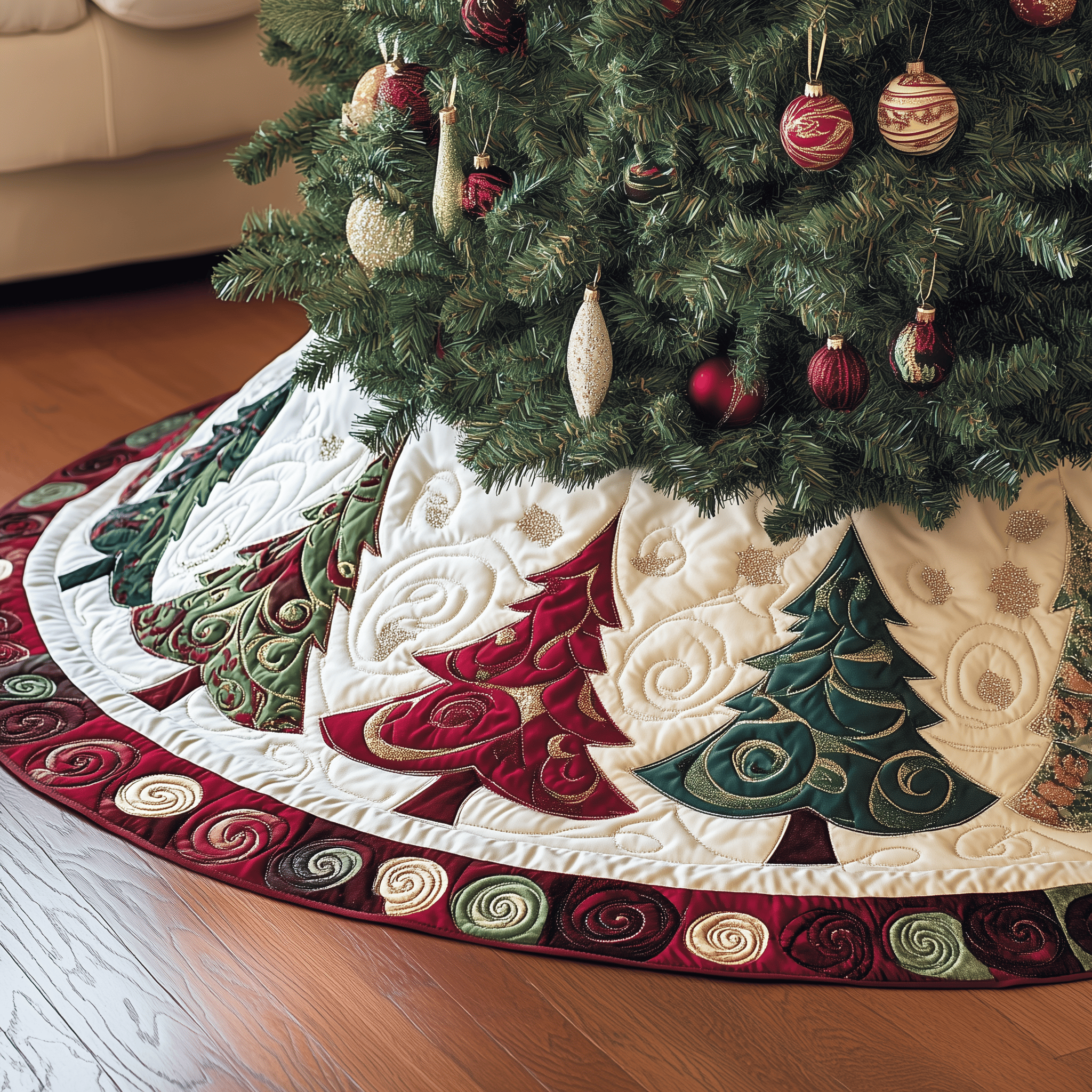 Christmas Tree Quilted Tree Skirt Celebrate Your Family's Traditions with Stylish Protection Christmas Tree Quilted Tree Skirt Celebrate Your Family's Traditions with Stylish Protection
