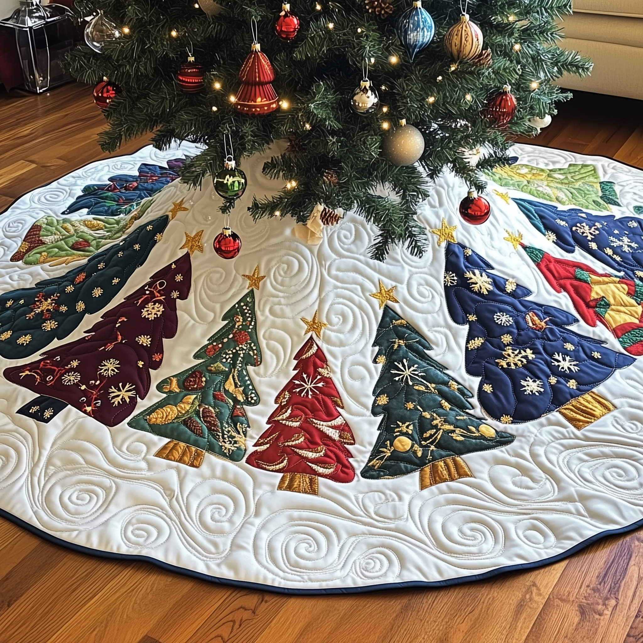 Christmas Tree Quilted Tree Skirt Feel Joyful and Protected with Your Holiday Tree Skirt Christmas Tree Quilted Tree Skirt Feel Joyful and Protected with Your Holiday Tree Skirt