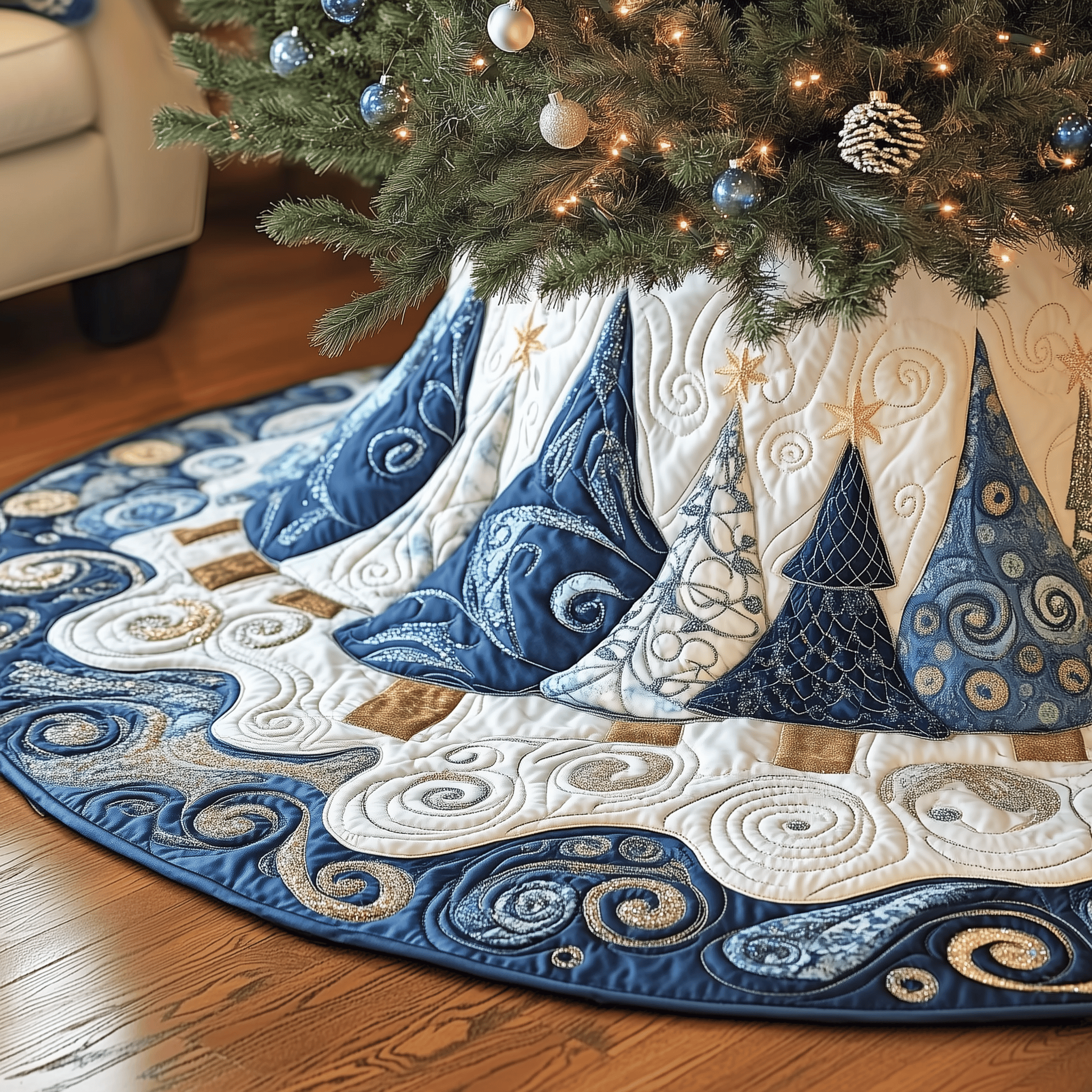 Christmas Tree Quilted Tree Skirt Feel the Calm of Christmas with Durable Tree Decor Christmas Tree Quilted Tree Skirt Feel the Calm of Christmas with Durable Tree Decor