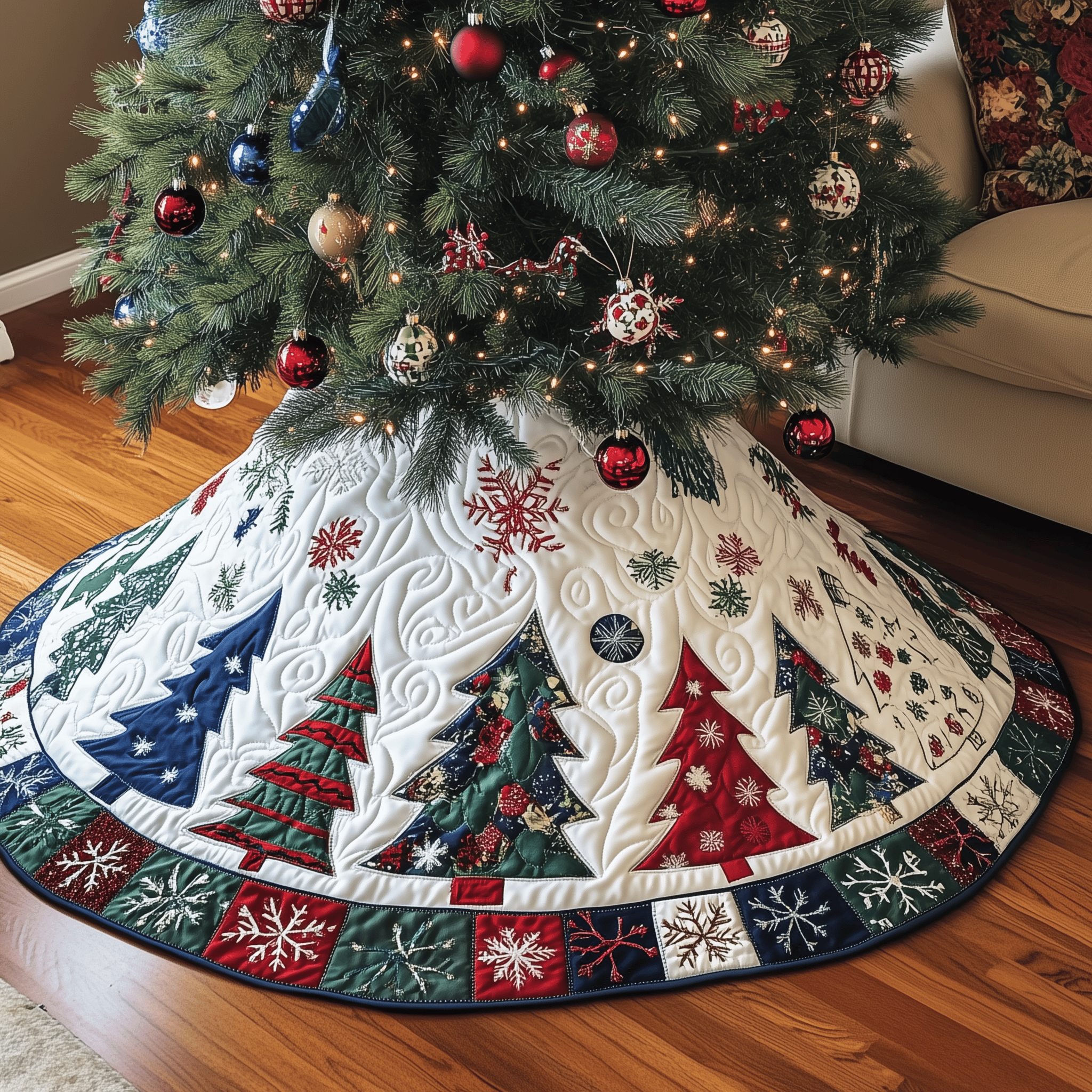 Christmas Tree Quilted Tree Skirt Make Christmas Simple and Stylish with Protective Decor Christmas Tree Quilted Tree Skirt Make Christmas Simple and Stylish with Protective Decor