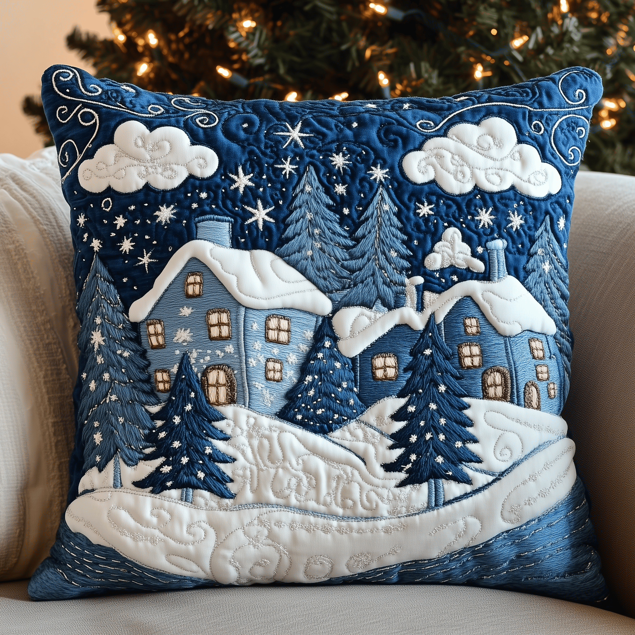 Christmas Village Quilted Pillow Case Less Fuss More Comfort Pillow Cases Made for You Christmas Village Quilted Pillow Case Less Fuss More Comfort Pillow Cases Made for You